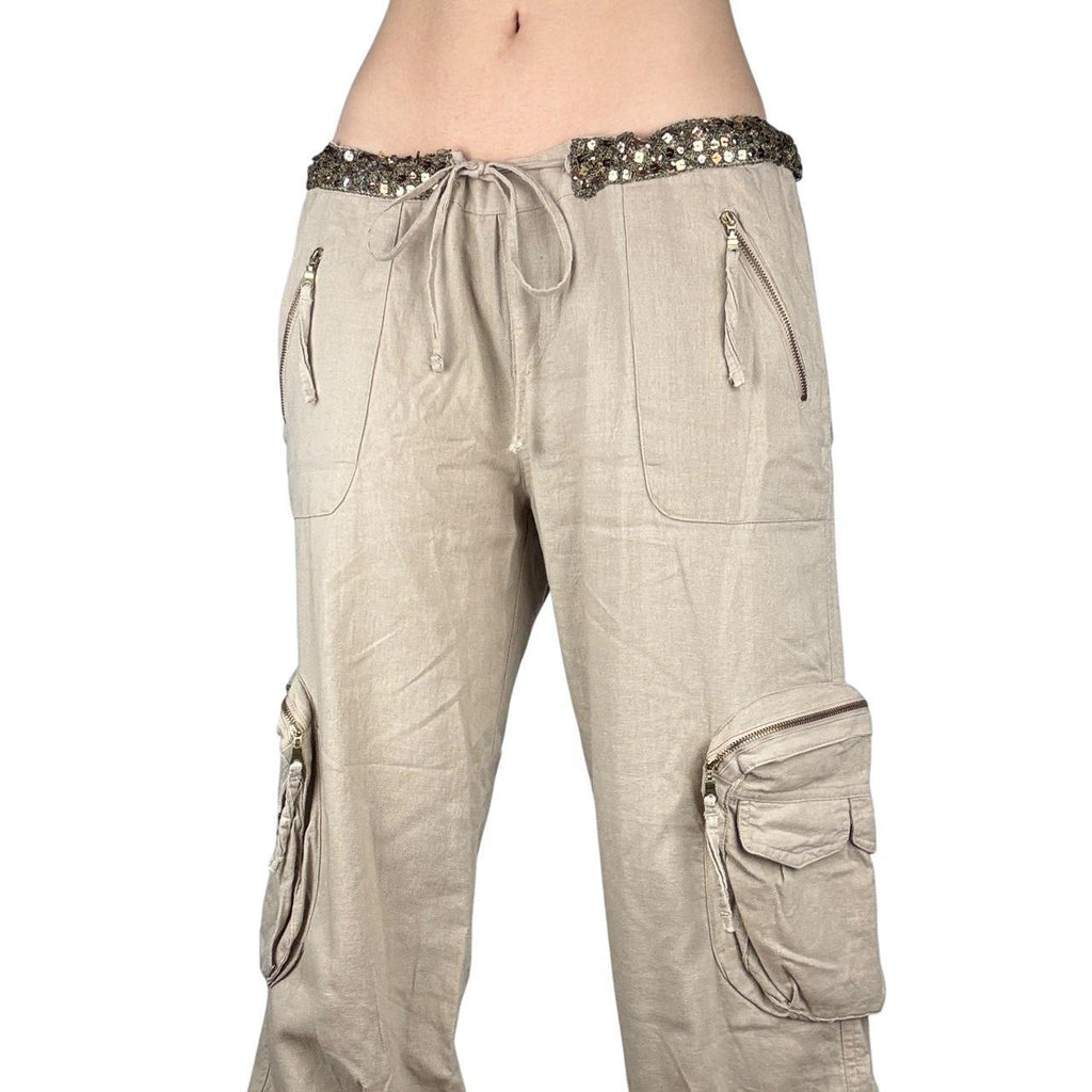 Y2K Linen Low Rise Cargos (M)