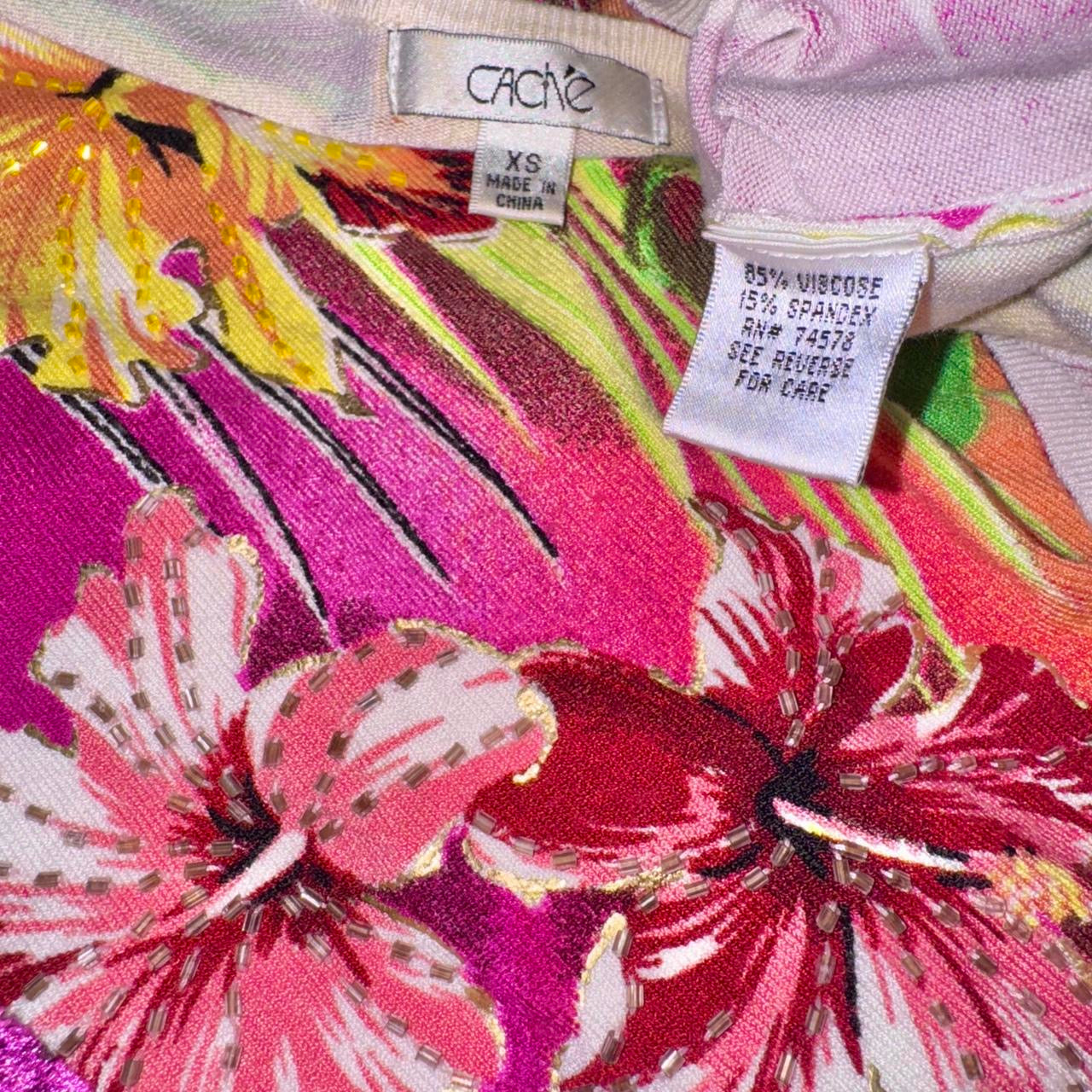 Caché Tropical Beaded Wrap Top (XS/S)