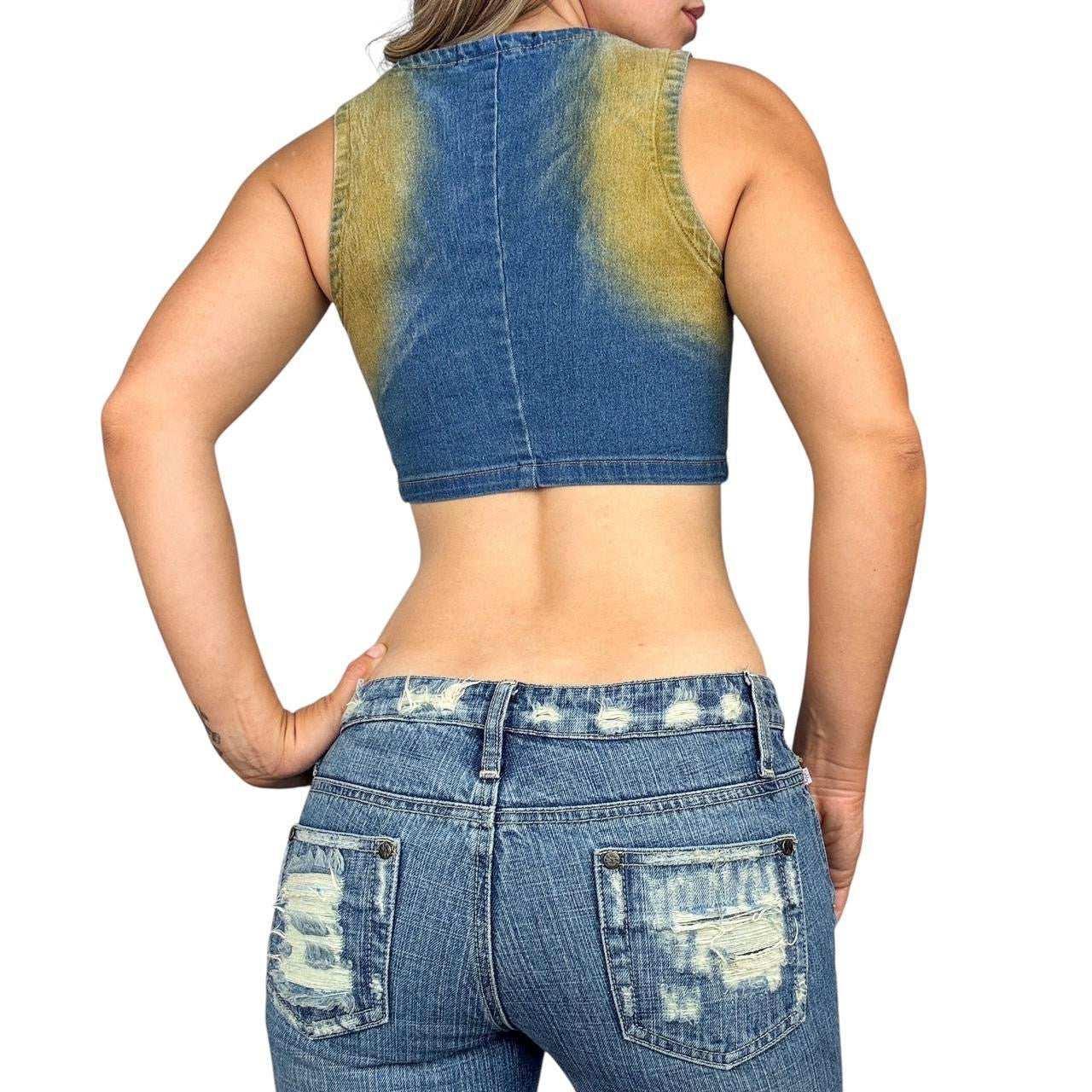 Y2K Denim Lace Up Vest (S)