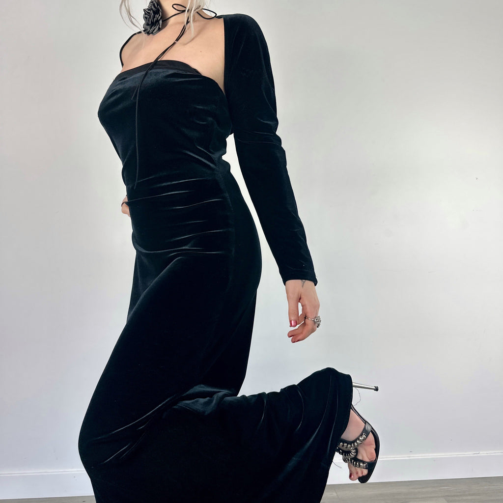 Vintage Velvety Maxi Dress + Bolero Set (M)