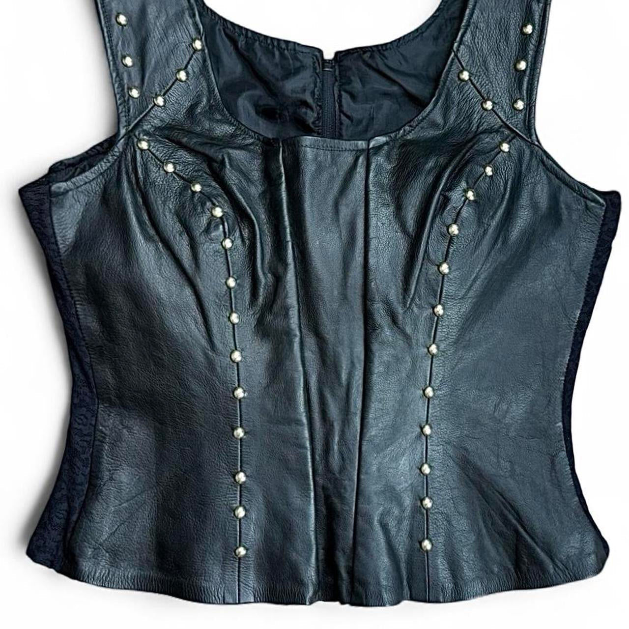 90s Studded Leather Corset Top (XL)