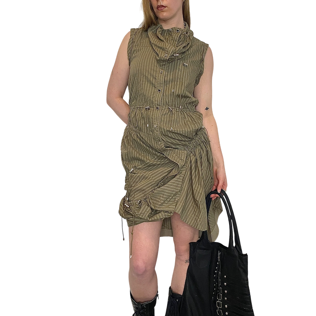 Vintage Karen Millen Draped Utility Midi Dress (M)