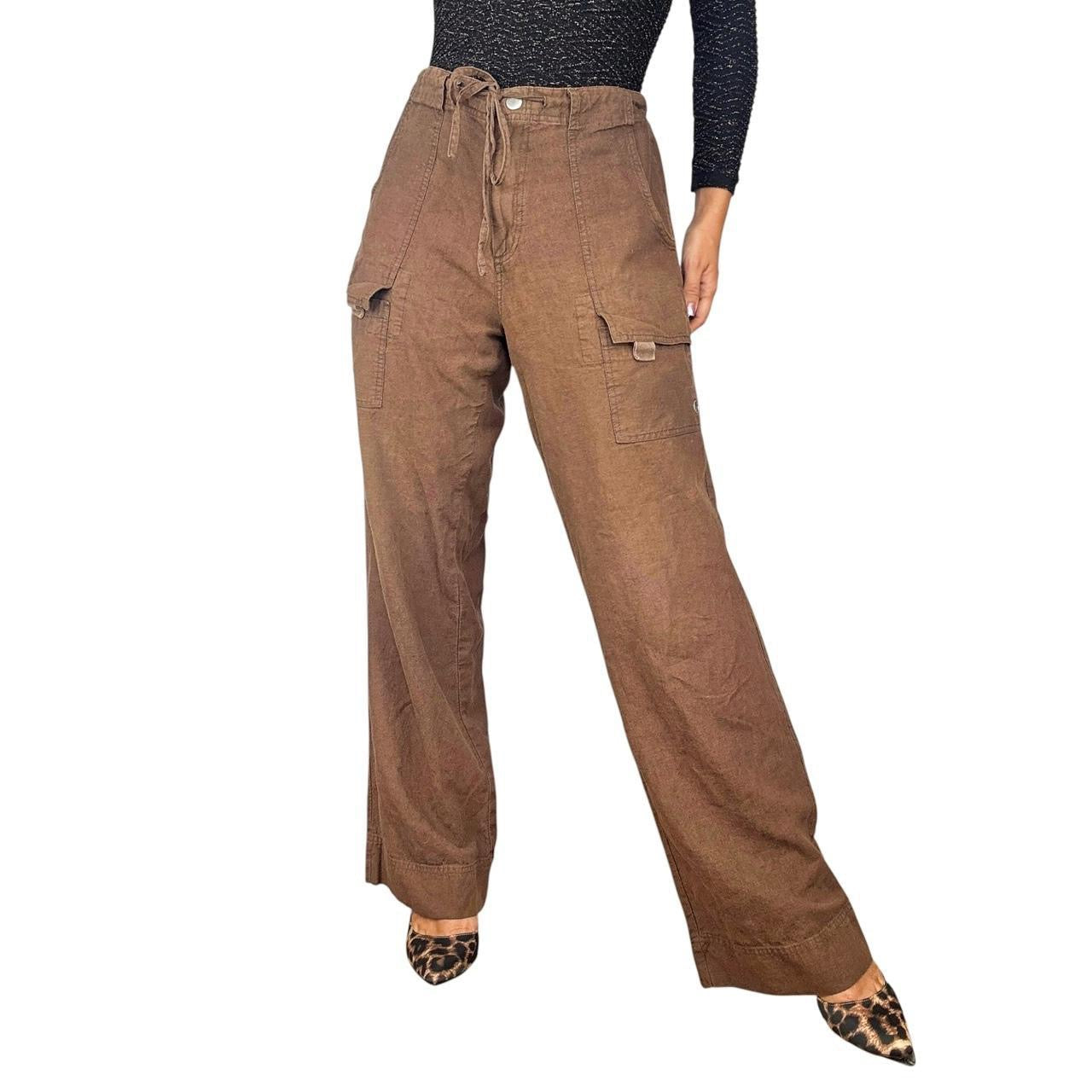Vintage Guess Brown Linen Cargo Pants (L)