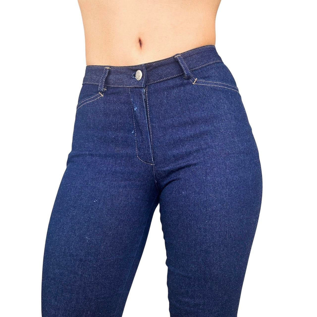 90s Bebe Embroidered Hem Flare Jeans (XS)