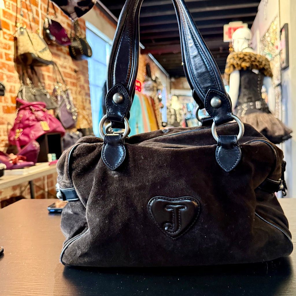 Juicy Couture Y2K "Live for Juicy" black velour bag
