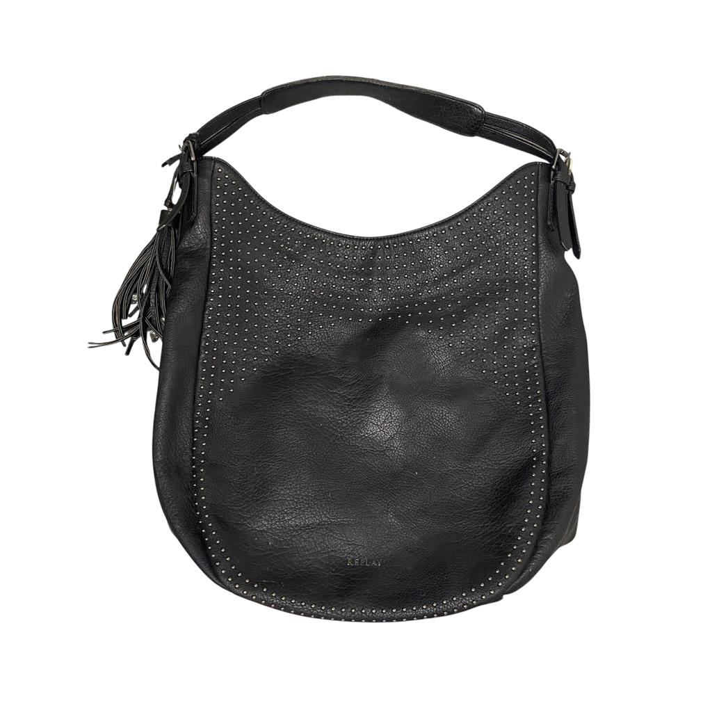 Vintage Replay Skull Leather Slouch Bag