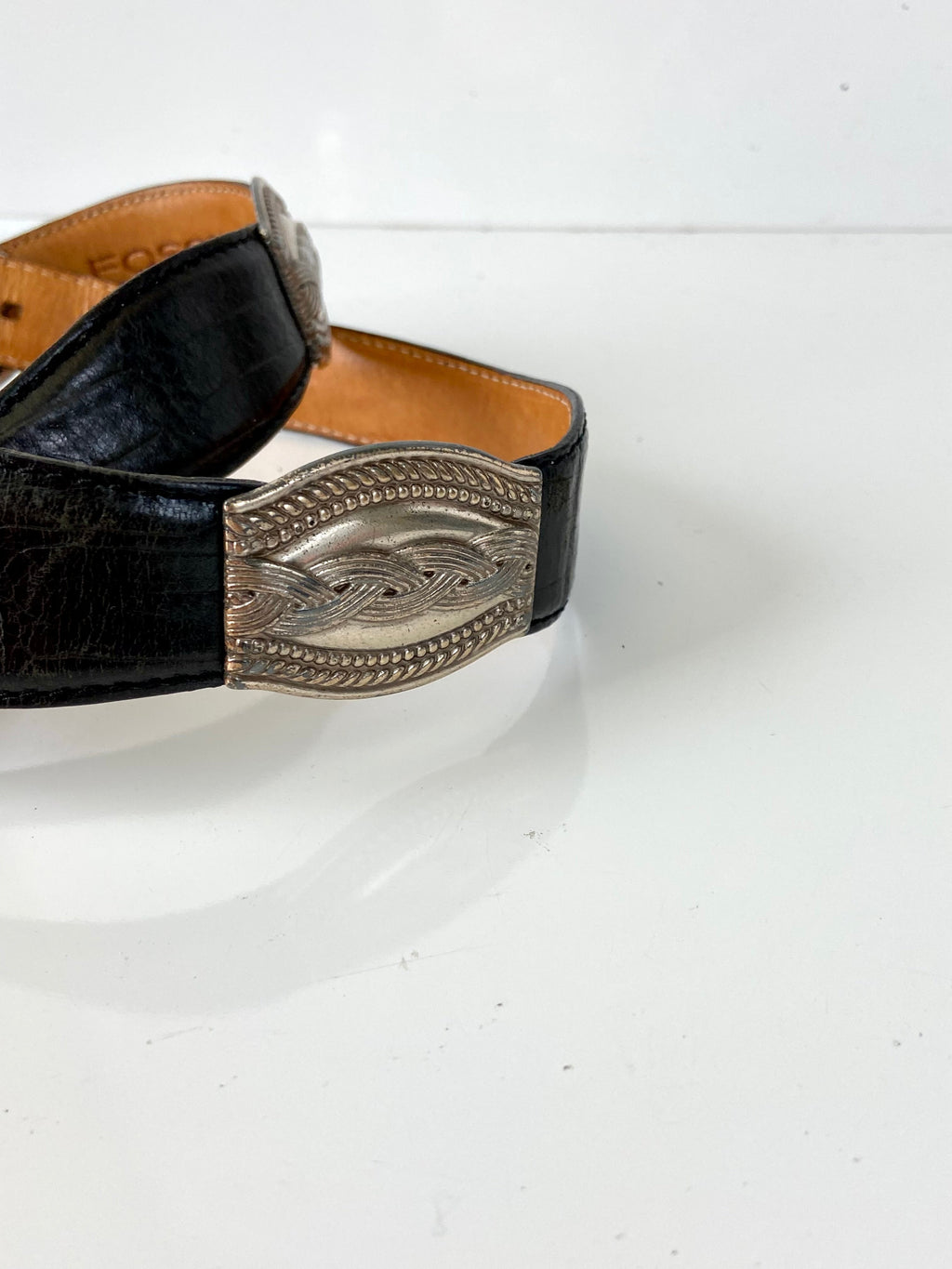 Vintage Fossil Black Leather Belt