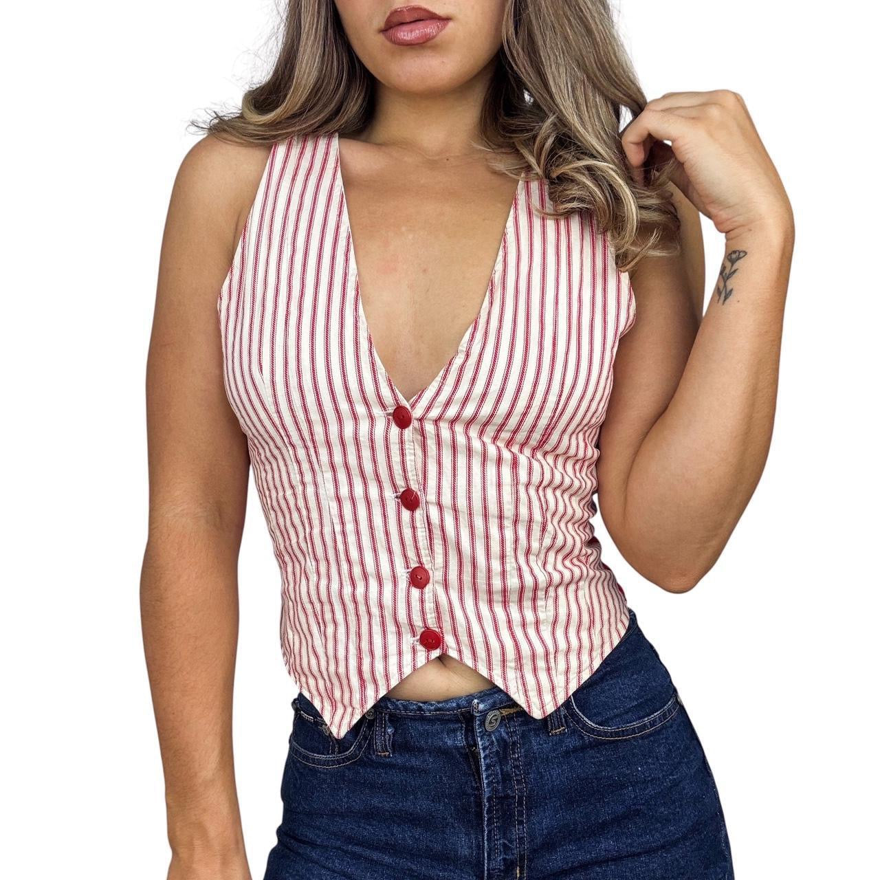 70s Striped Waistcoat Vest (S/M)