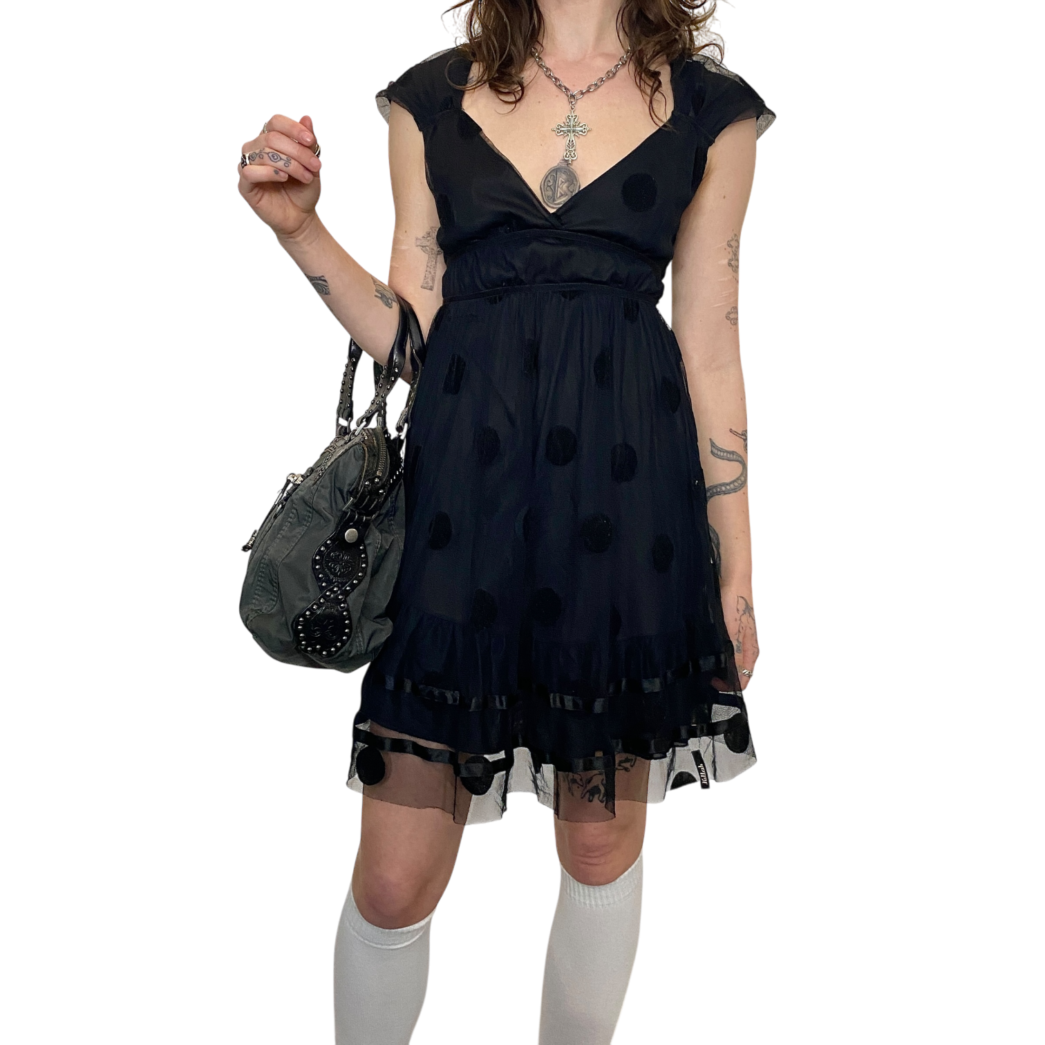 Vintage Miss Sixty Killah Polka Dot Mesh Dress (S)