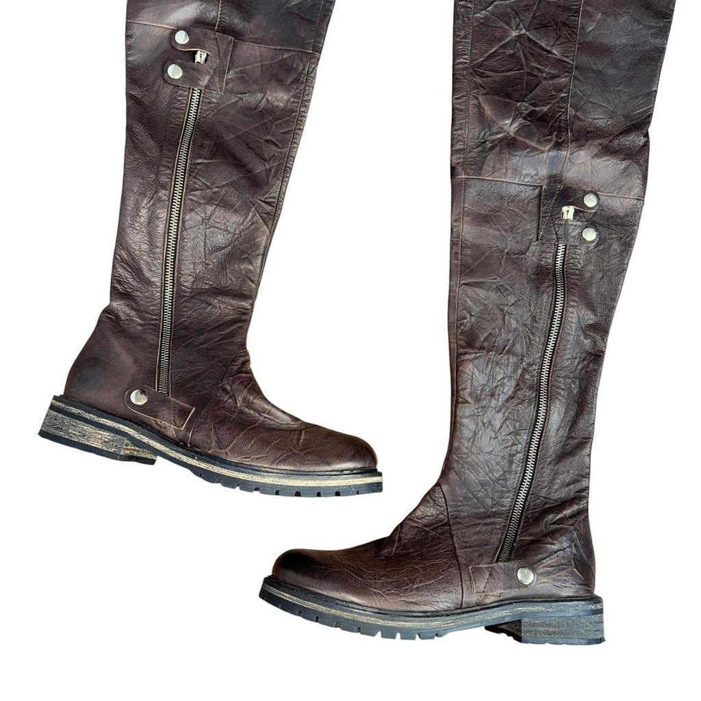 Y2K Free People Leather Thigh-High Boots (7.5)