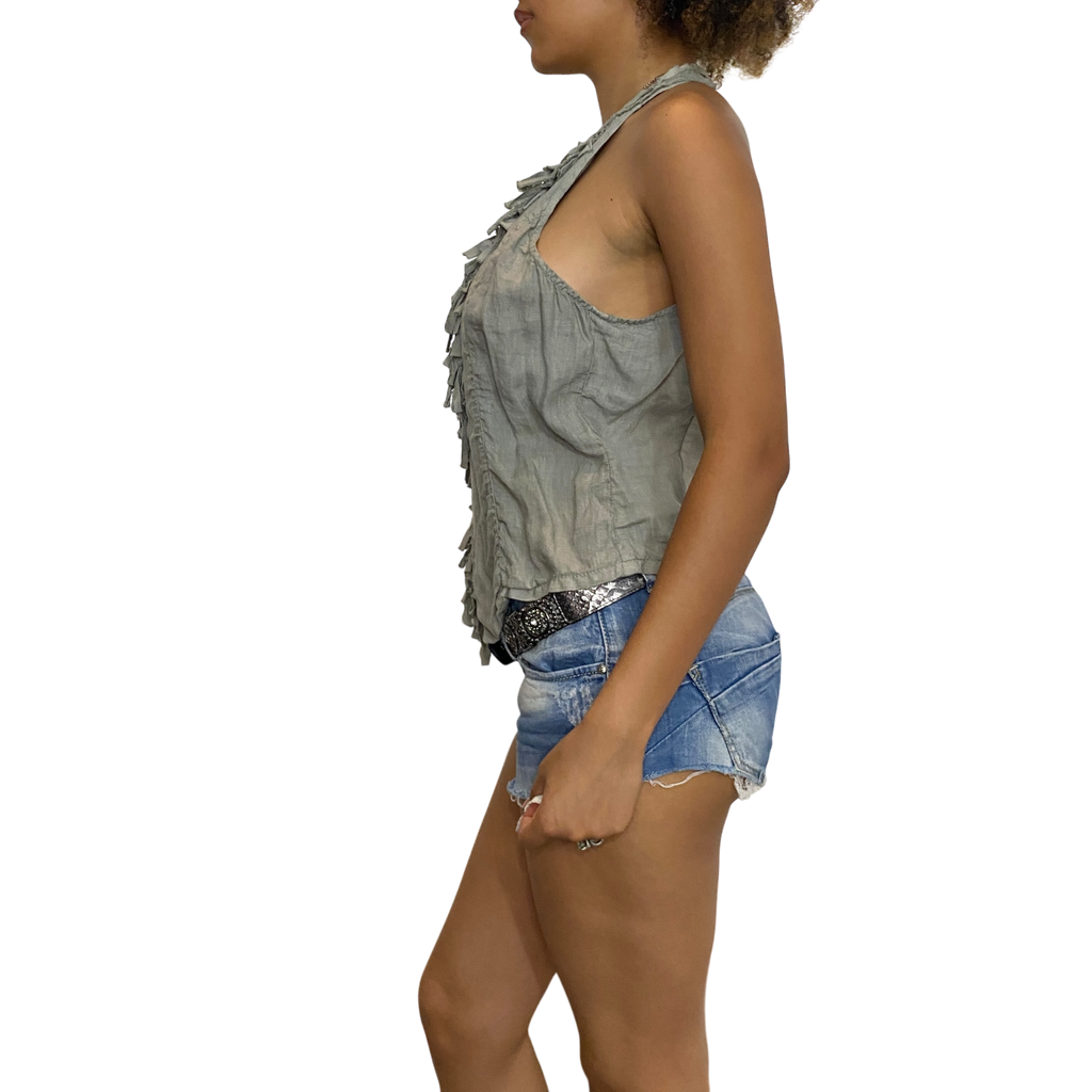 Vintage Boho Chic Fringe Waistcoat (M)
