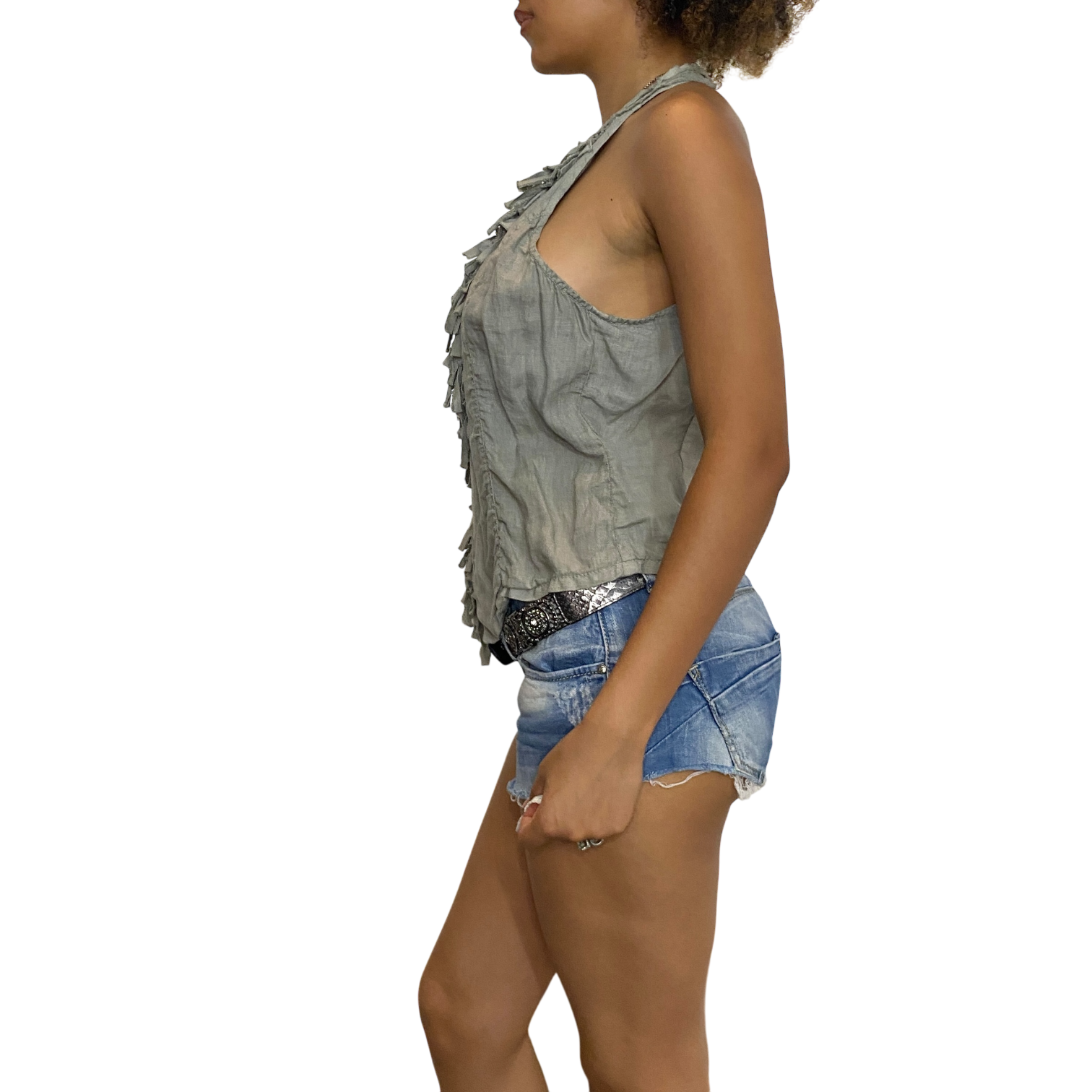 Vintage Boho Chic Fringe Waistcoat (M)