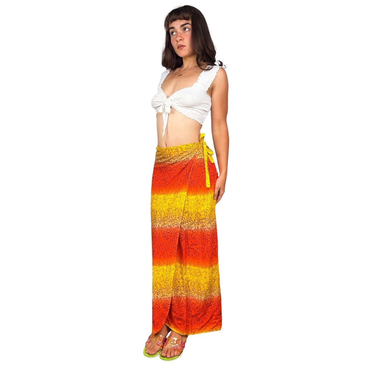 90s Sunset Striped Wrap Skirt (S)