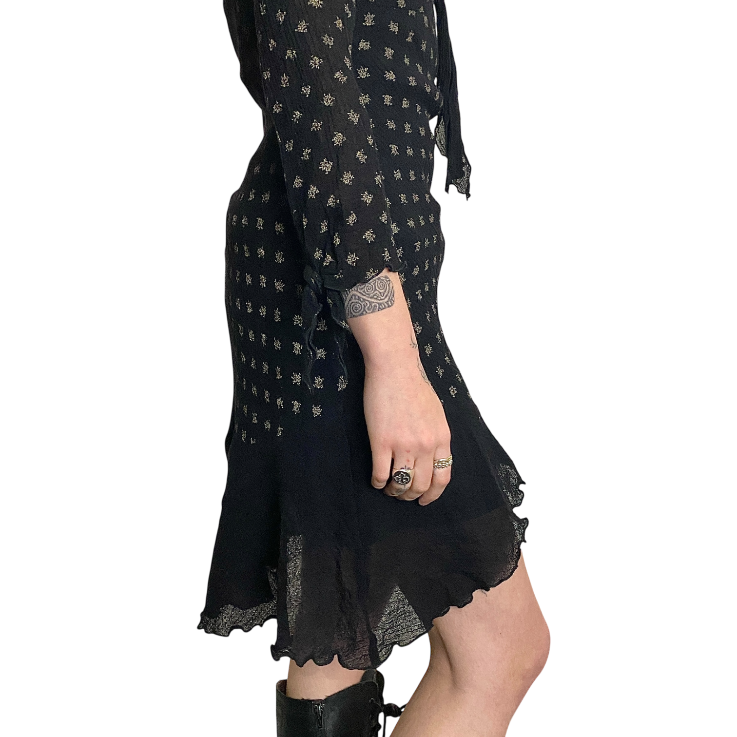 Vintage Coquette Ruffle Midi Dress (XS/S)