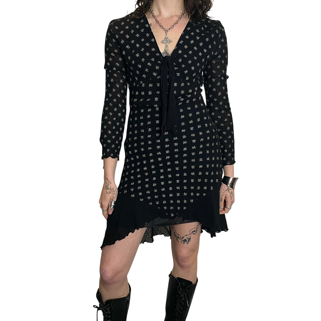 Vintage Coquette Ruffle Midi Dress (XS/S)