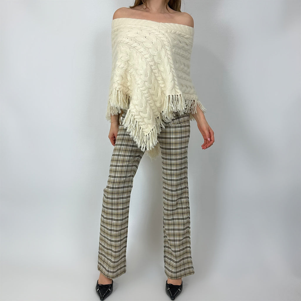 2000s Cream Wool Poncho Skirt/Top (XS/S)