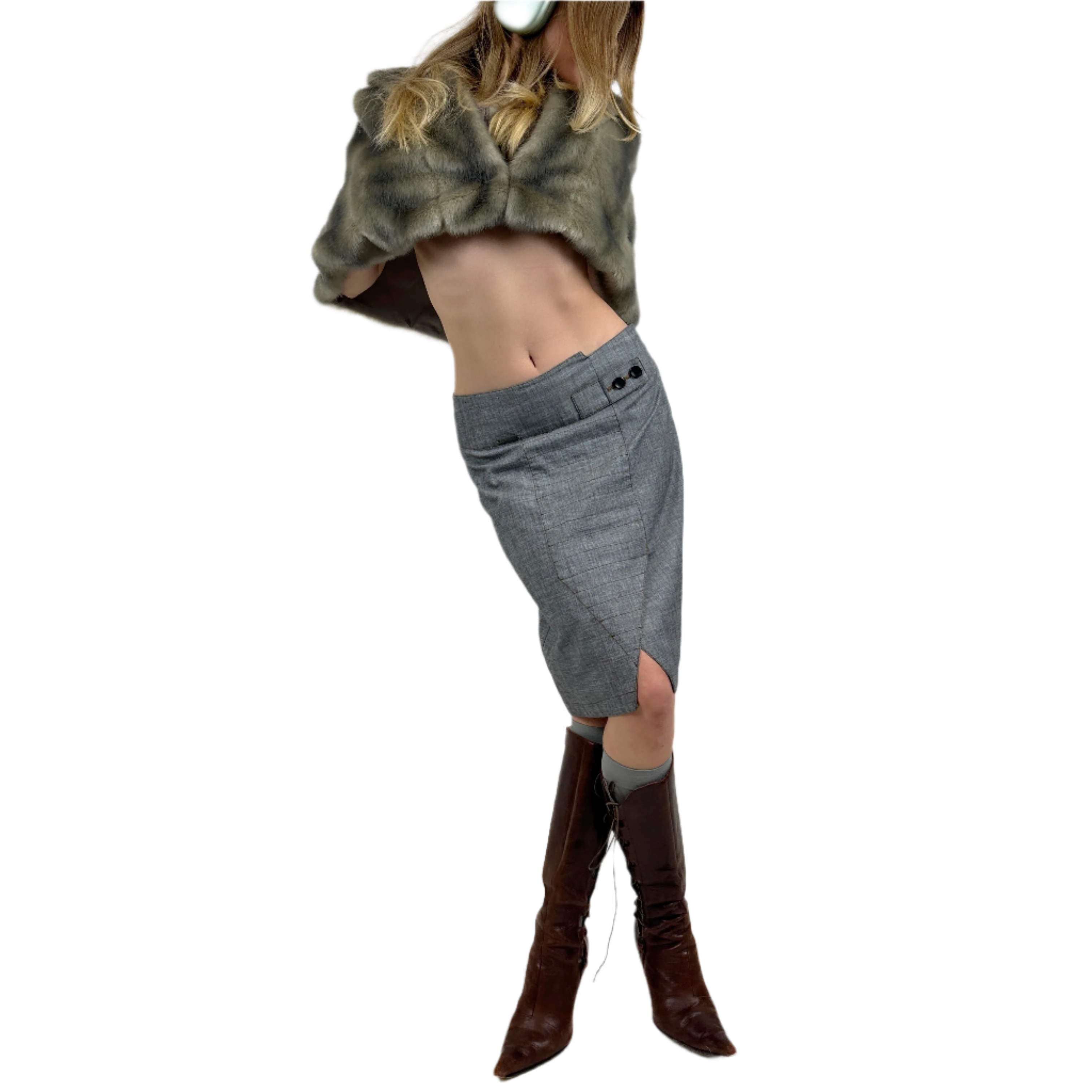 2000s Ash Abstract Midi Skirt (S)