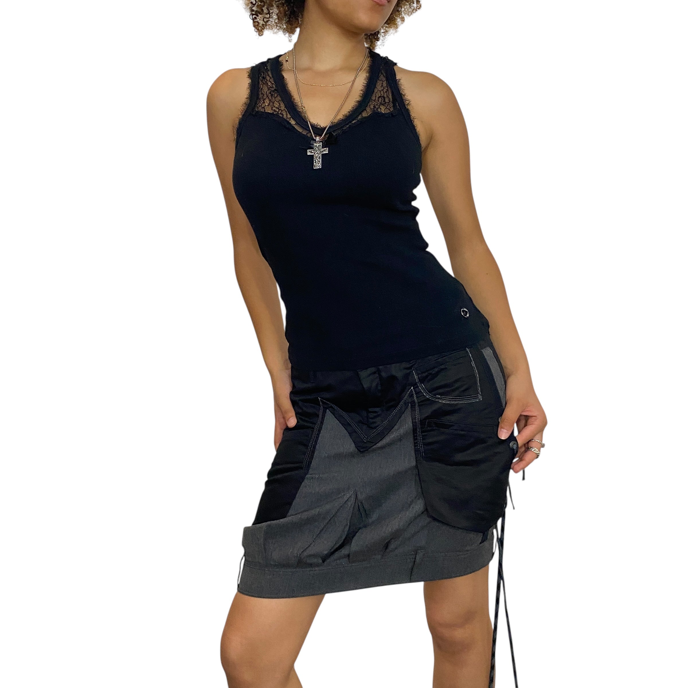 Vintage Morgan De Toi Black Lace Racerback Top (S)