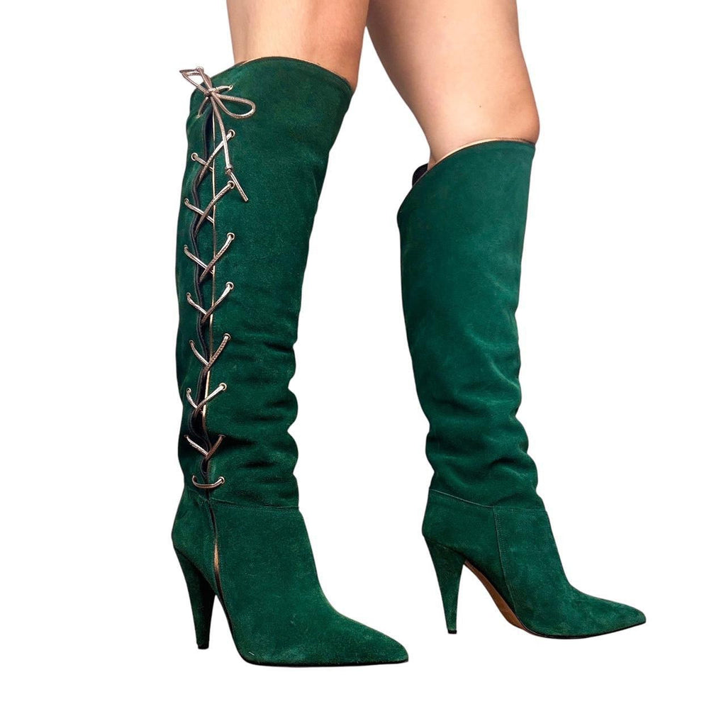 Emerald Suede Lace Up Boots (9.5)