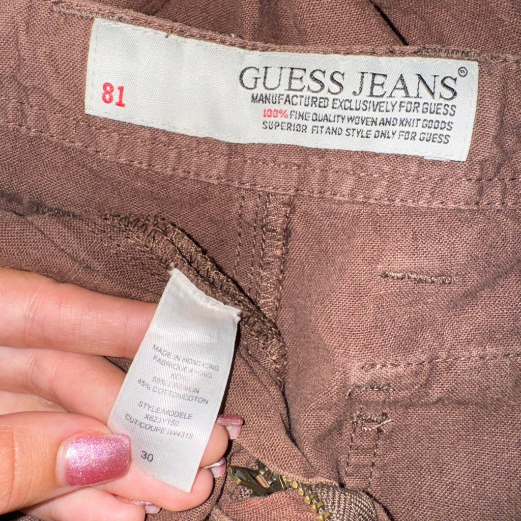 Vintage Guess Brown Linen Cargo Pants (L)