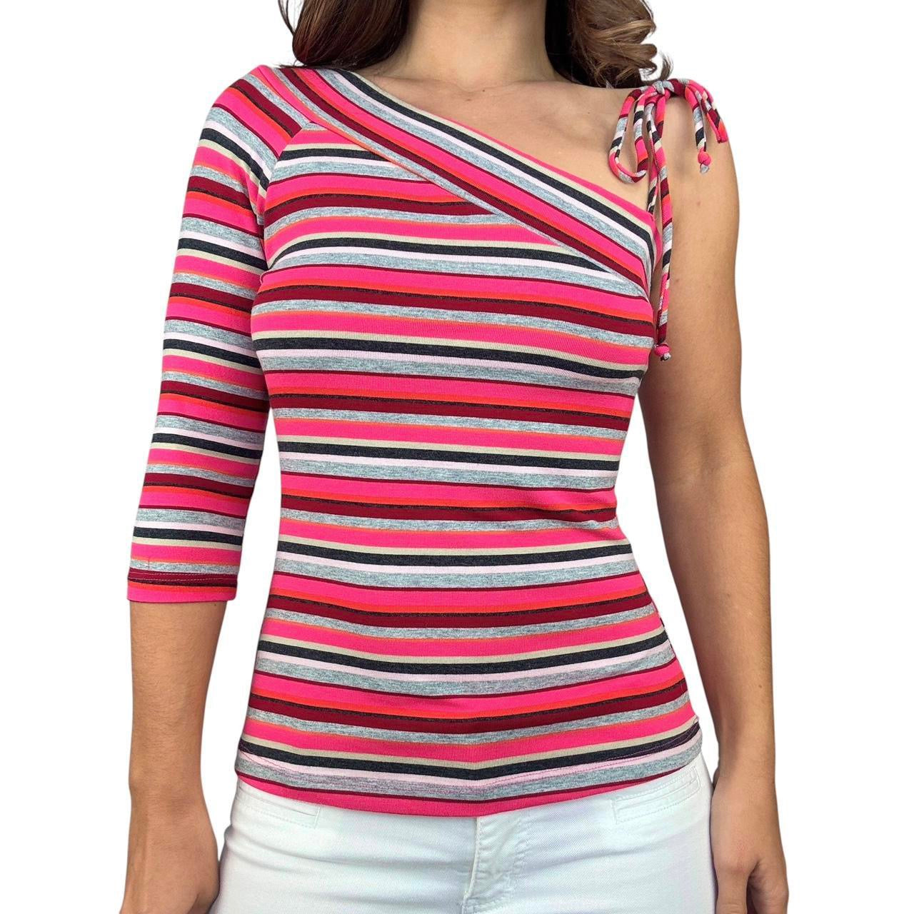 Y2K Striped One Shoulder Top (M/L)