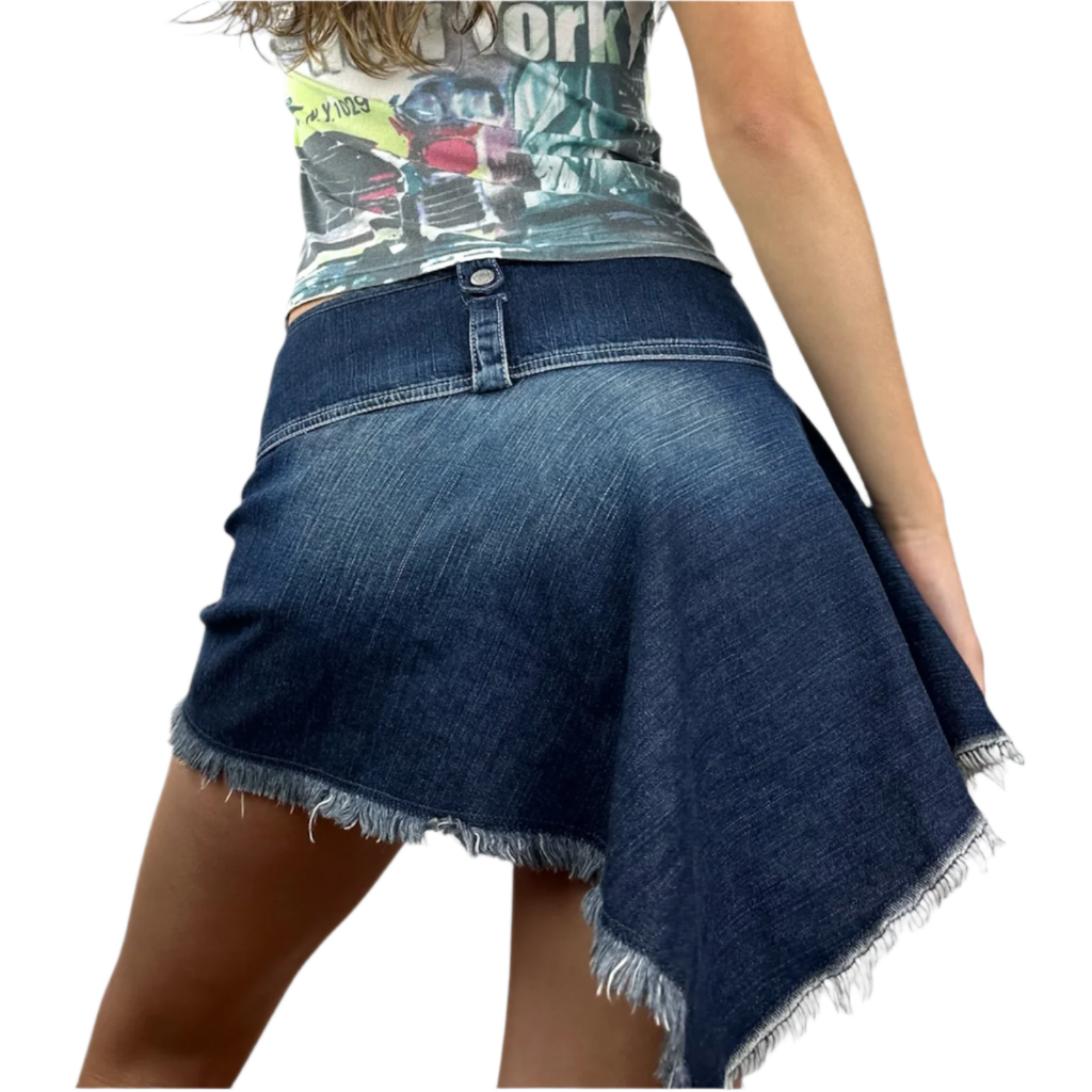 Diesel Dark Denim Asymmetrical Skirt (XS)