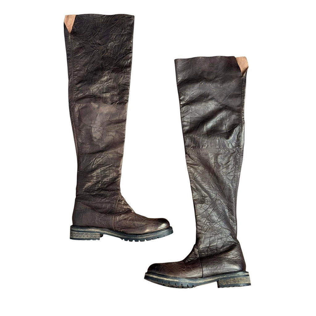 Y2K Free People Leather Thigh-High Boots (7.5)