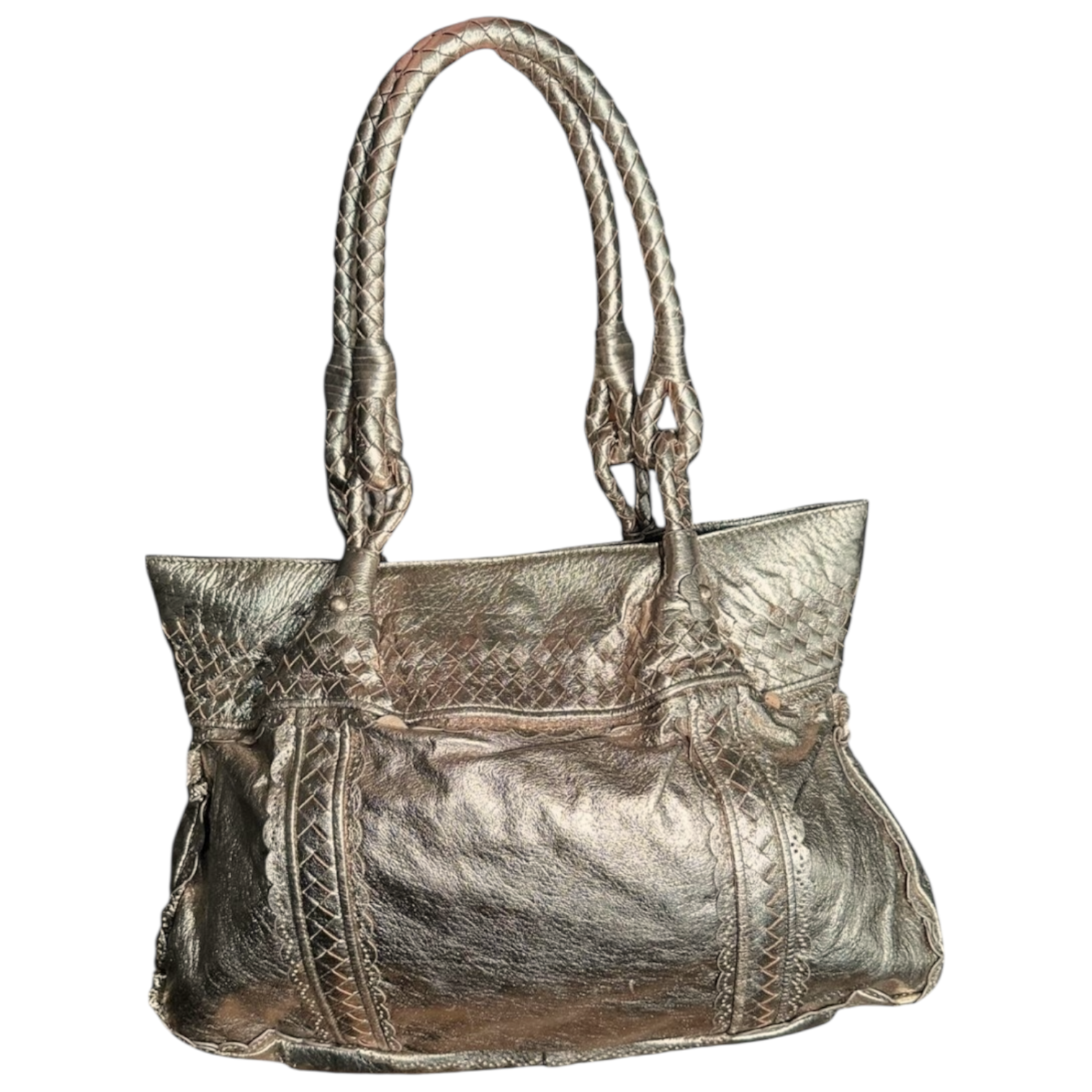 Vintage Elliott Lucca Genuine Leather Gold Hobo Bag