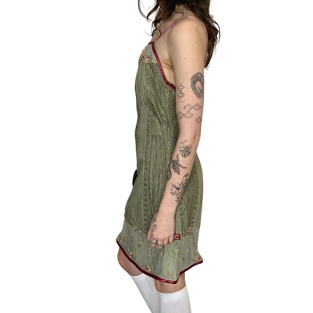 90s Lace Rose Mini Dress (S)