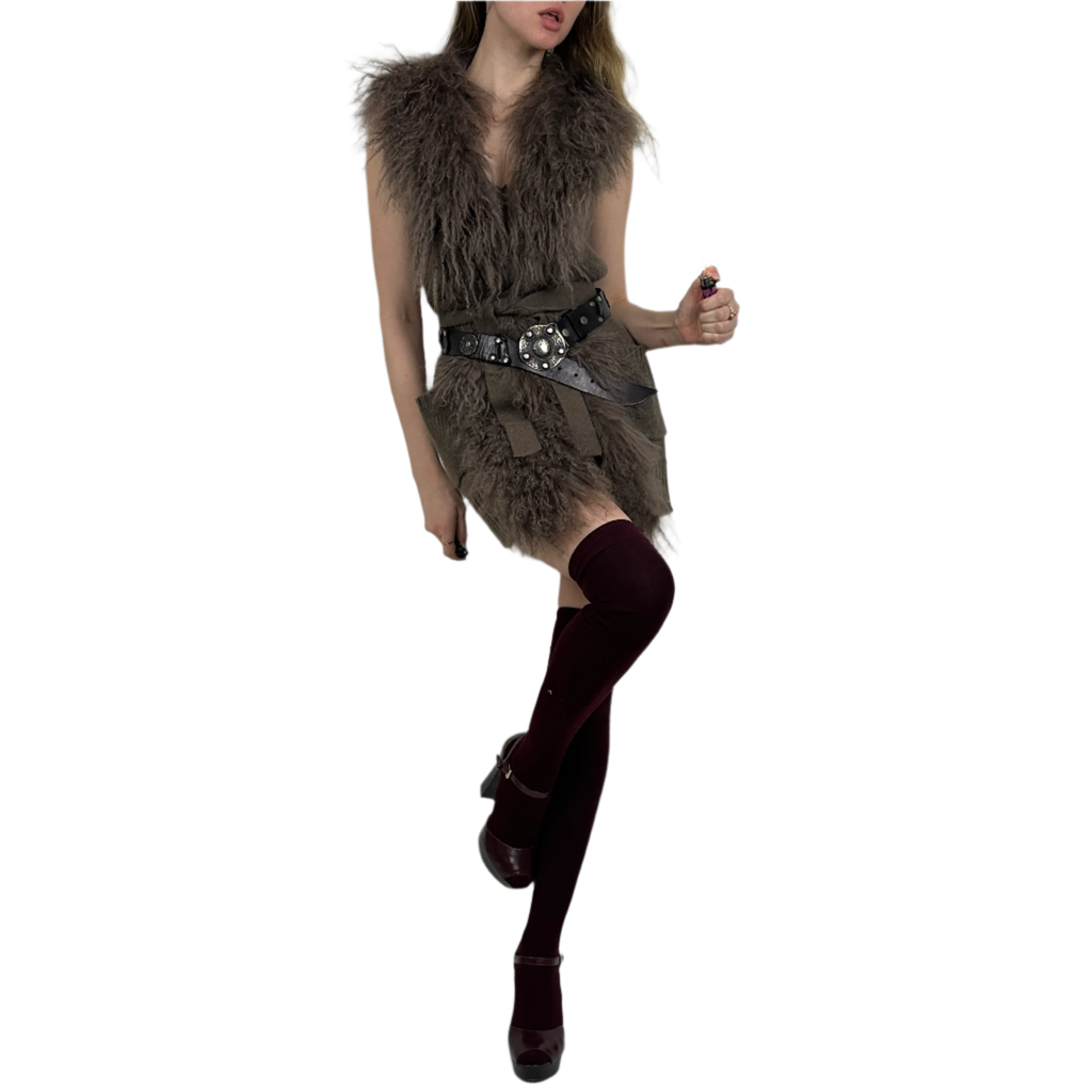 2000s Wool & Faux Fur Vest (M)