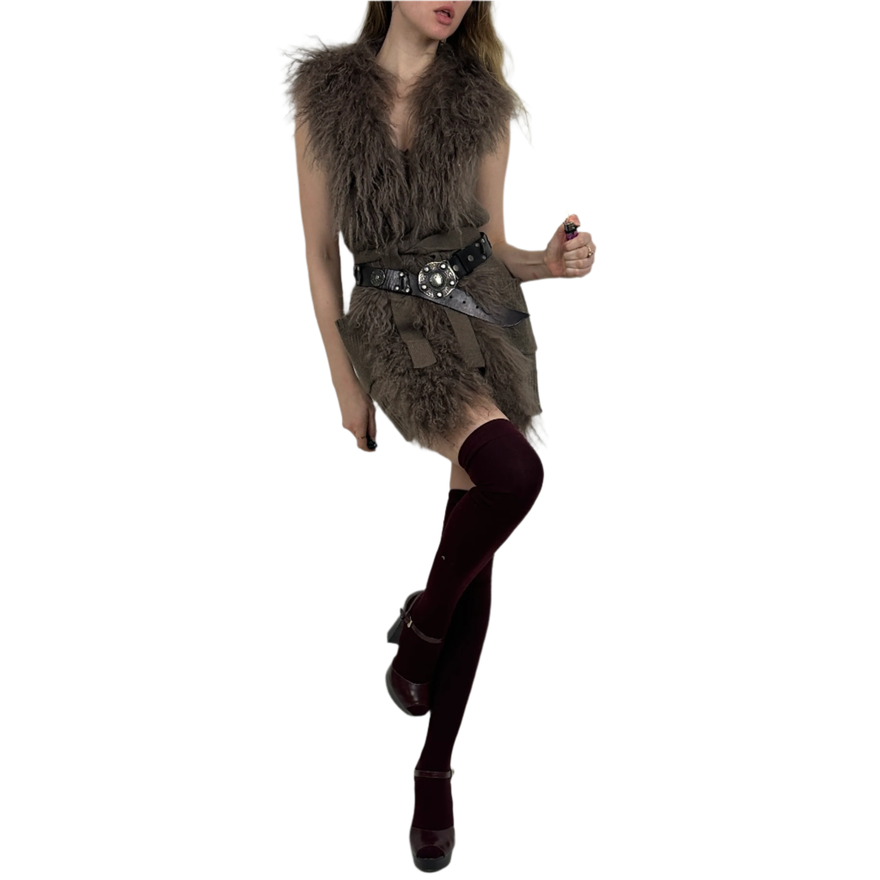 2000s Wool & Faux Fur Vest (M)