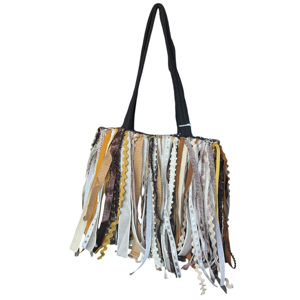Earth Tone Ribbon Fringe Bag