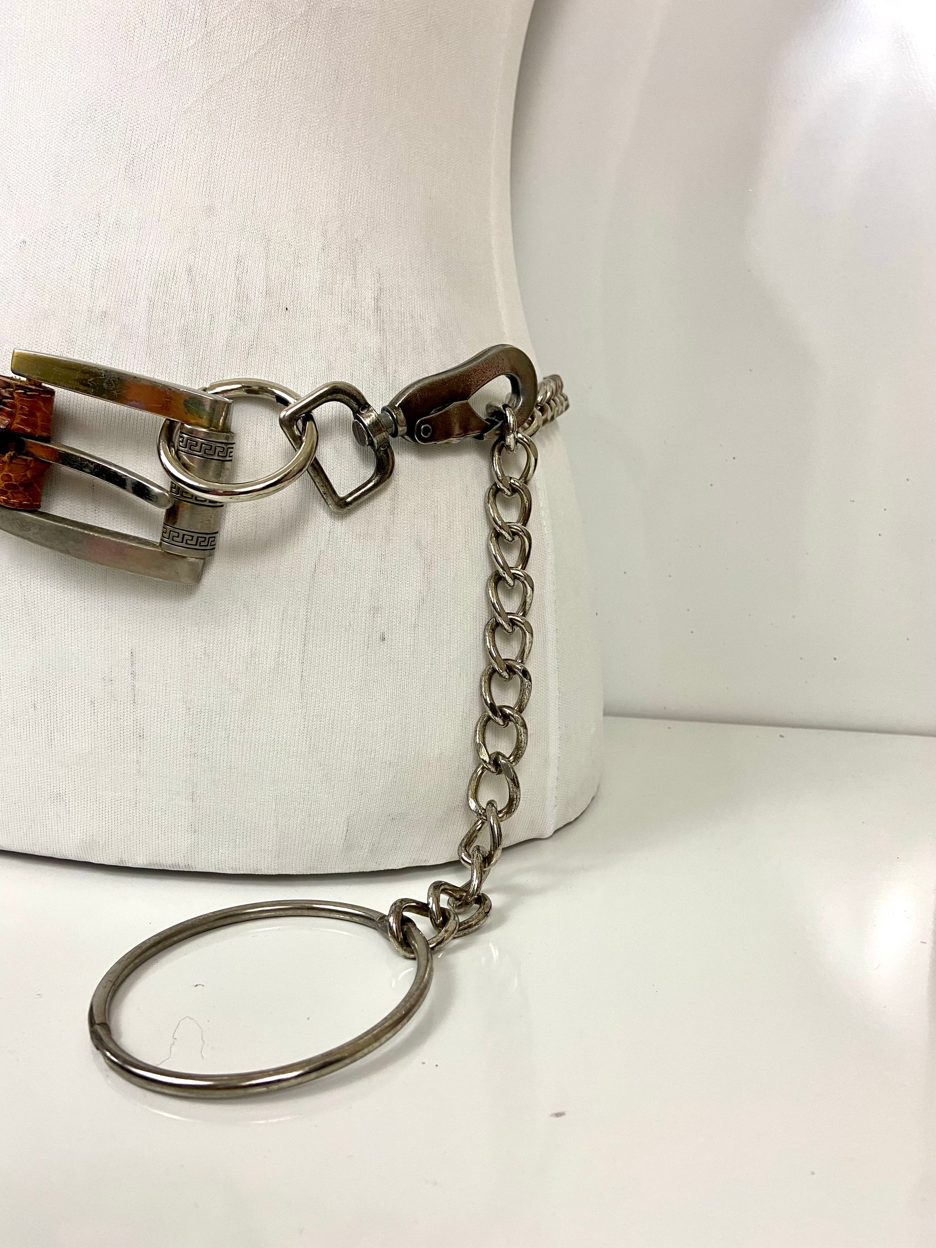 Reworked Vintage Leather Chain Belt