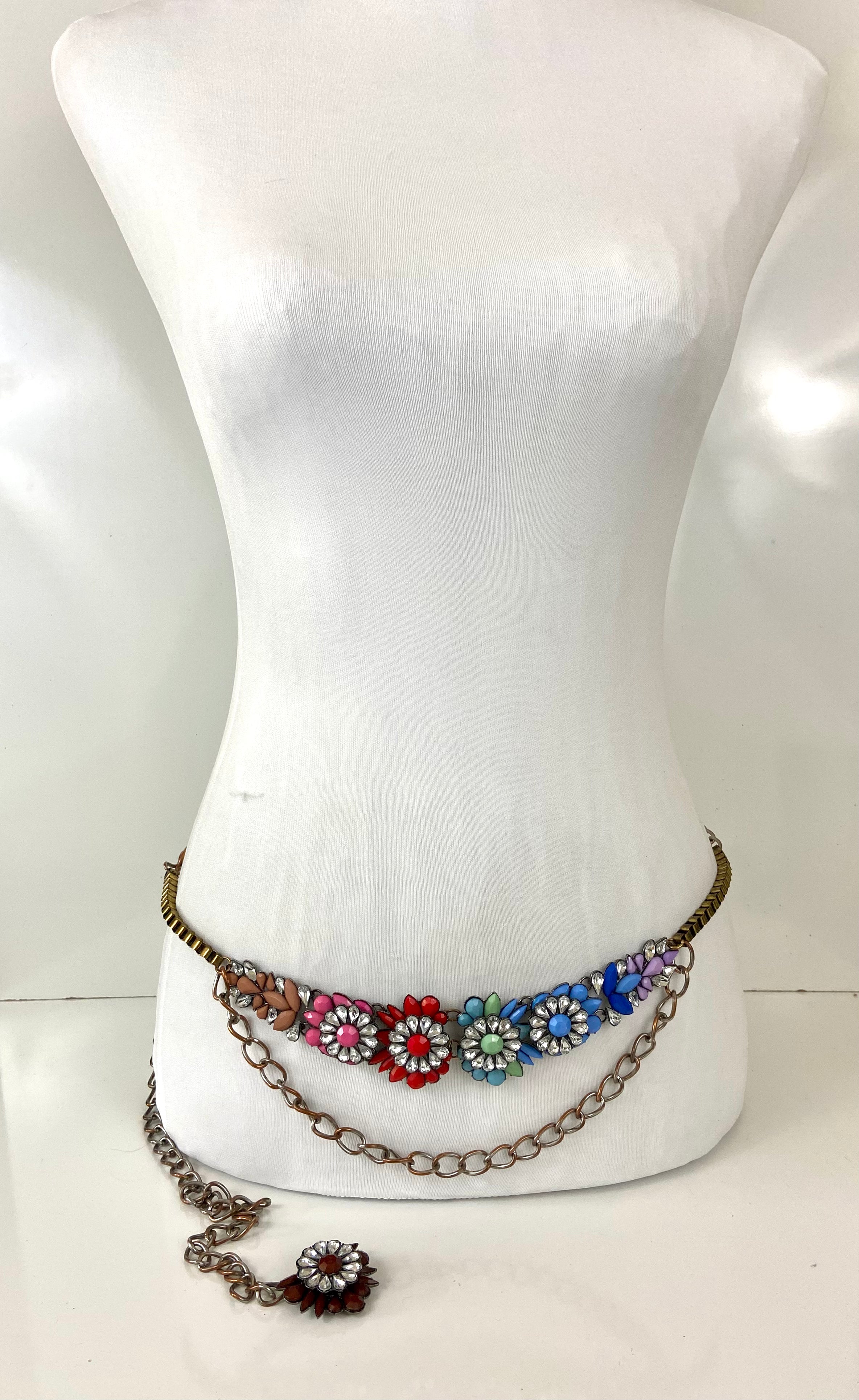 rainbow crystals vintage glamorous bohemian ethnic belt