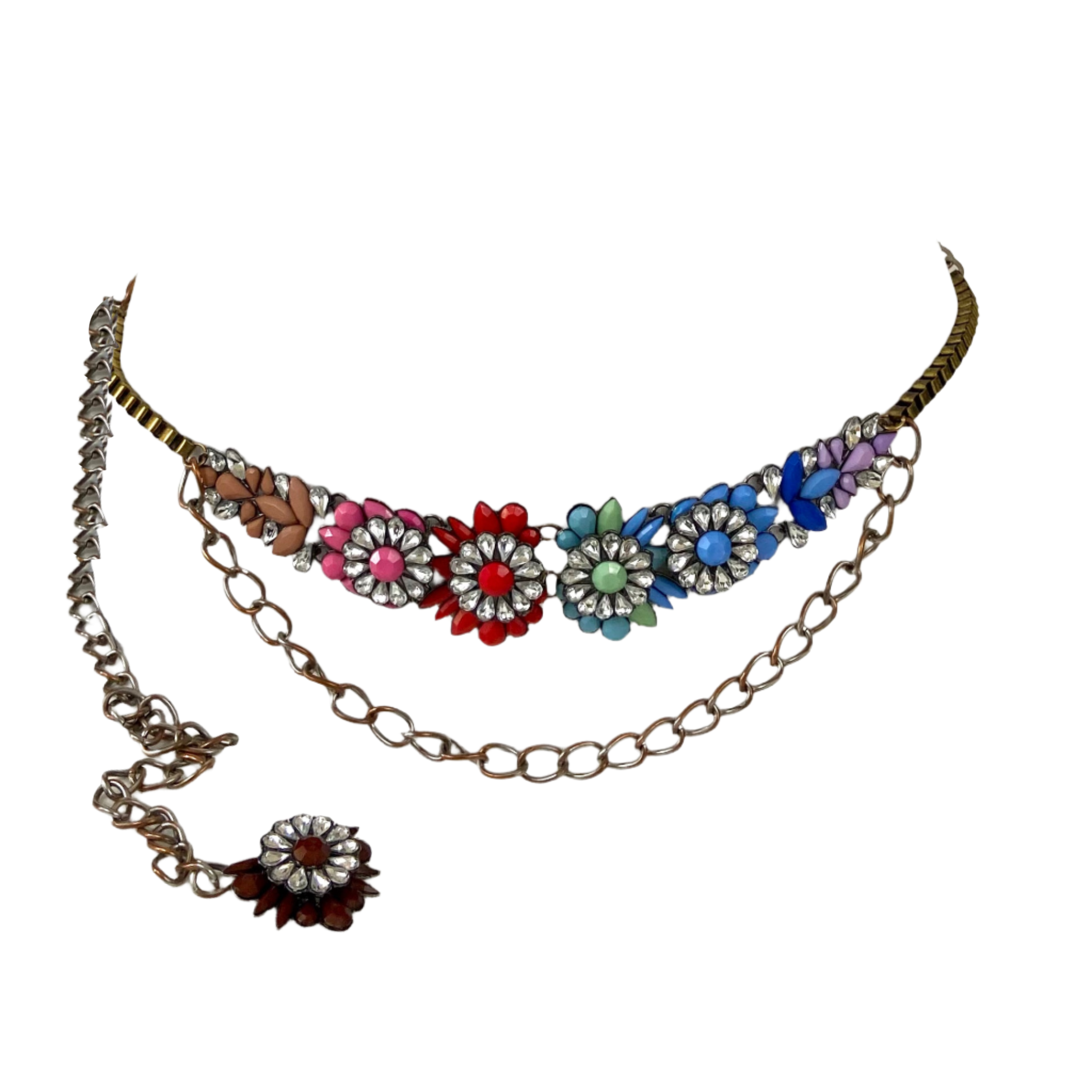 rainbow crystals vintage glamorous bohemian ethnic belt