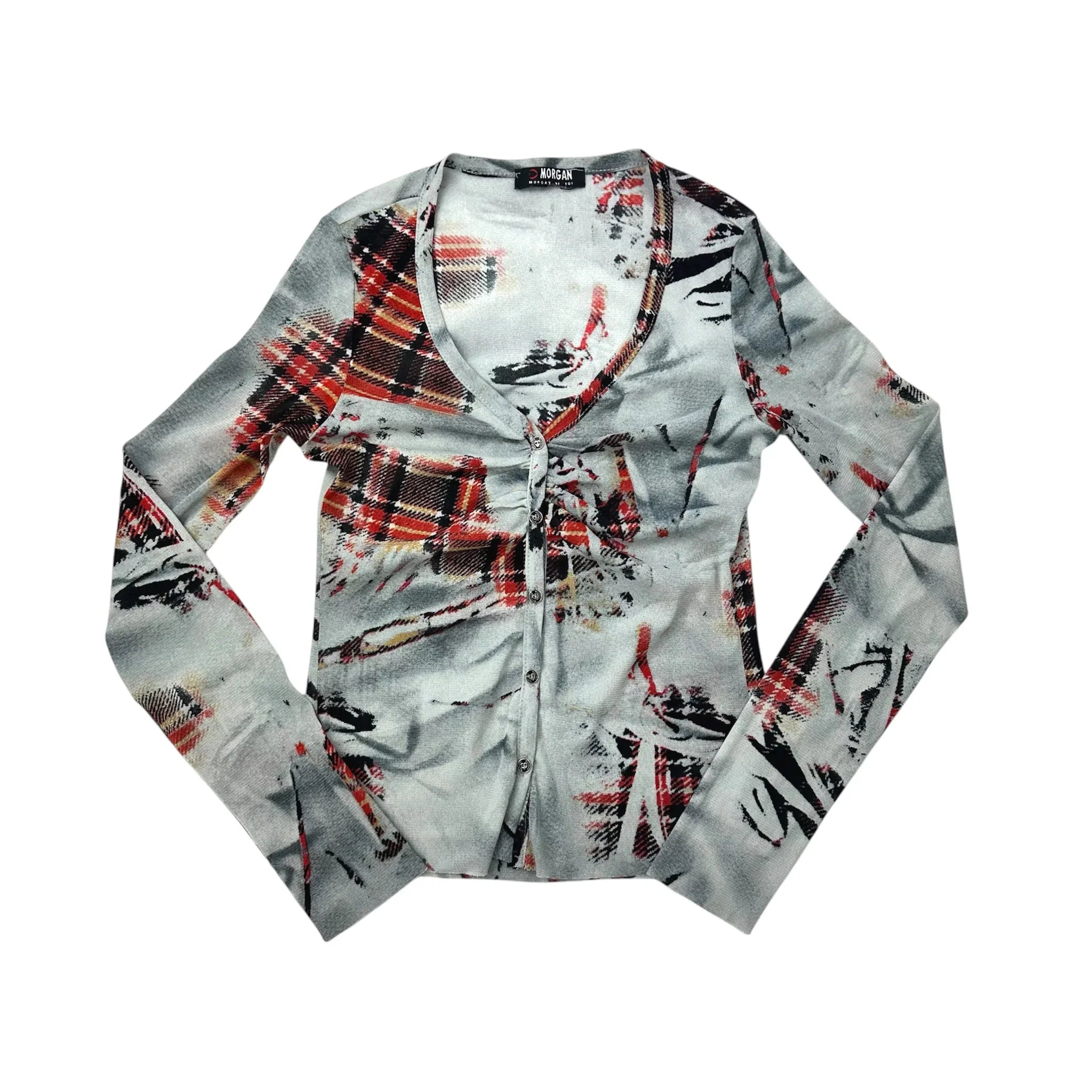 Morgan De Toi Mesh Plaid Top (XS/S)