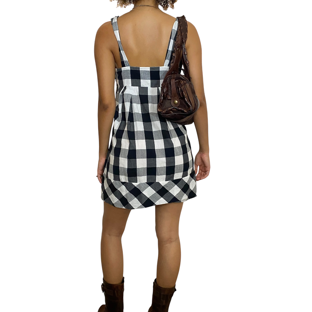 Vintage Checkered Plaid Babydoll Dress (M)