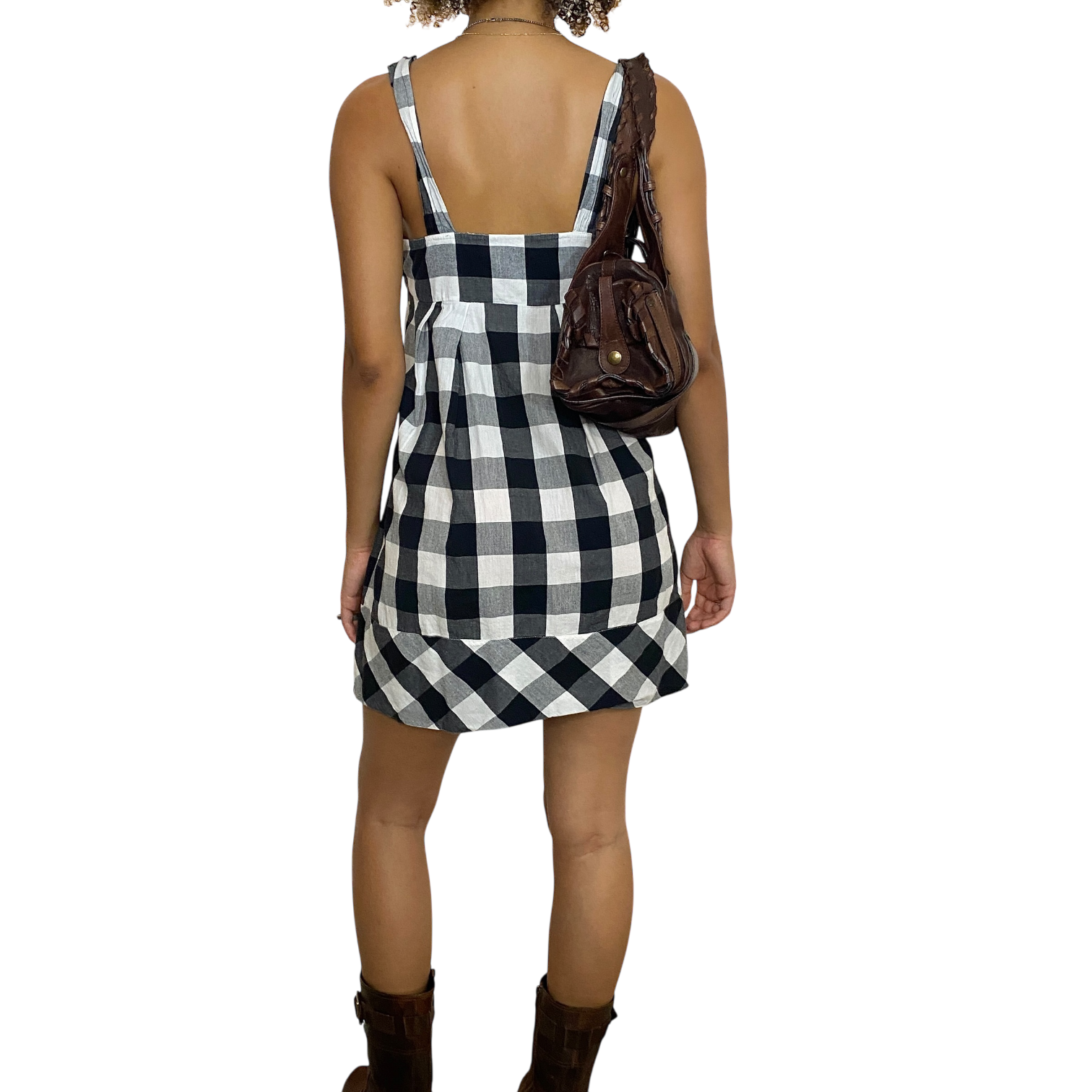 Vintage Checkered Plaid Babydoll Dress (M)