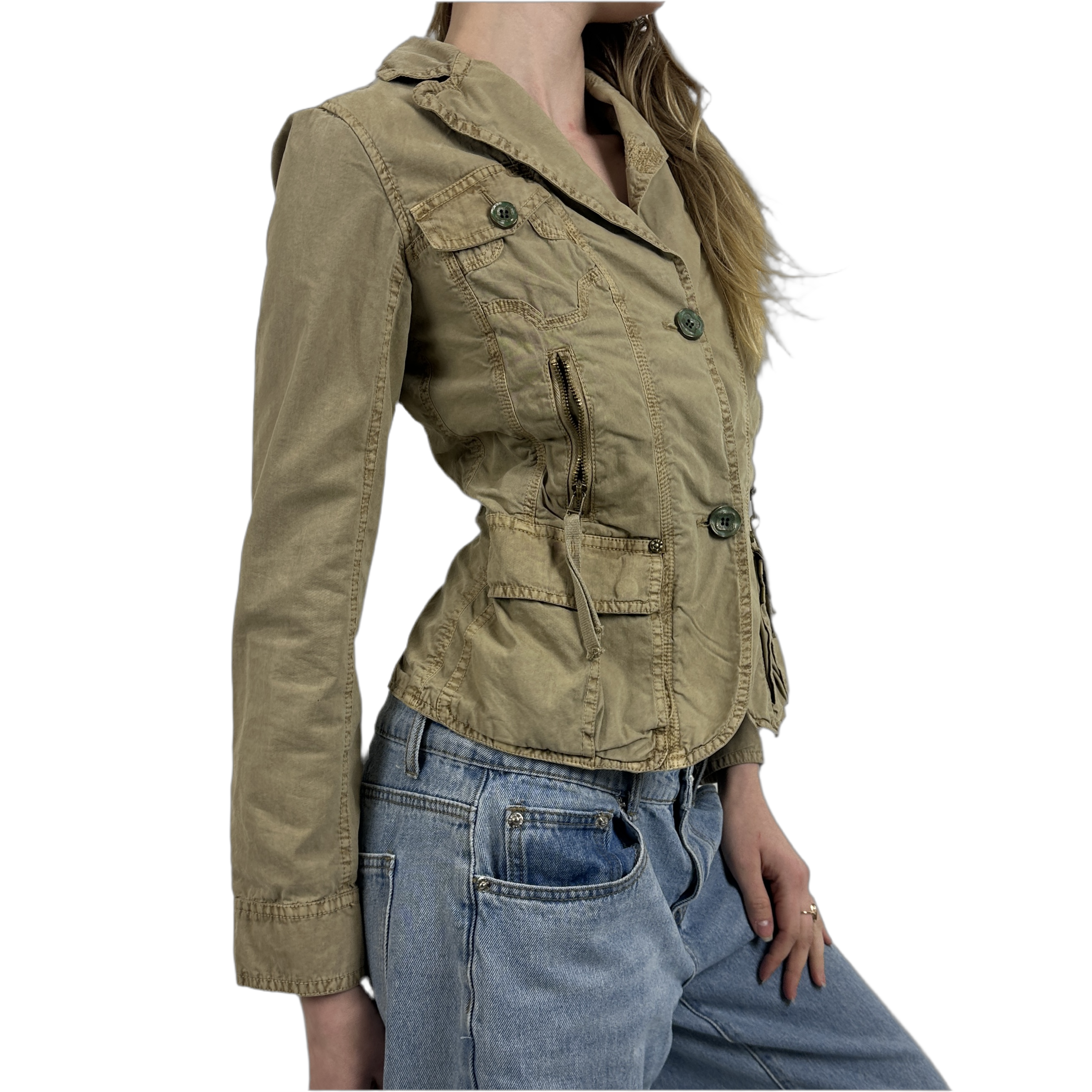 Vintage Khaki Military Jacket (S)