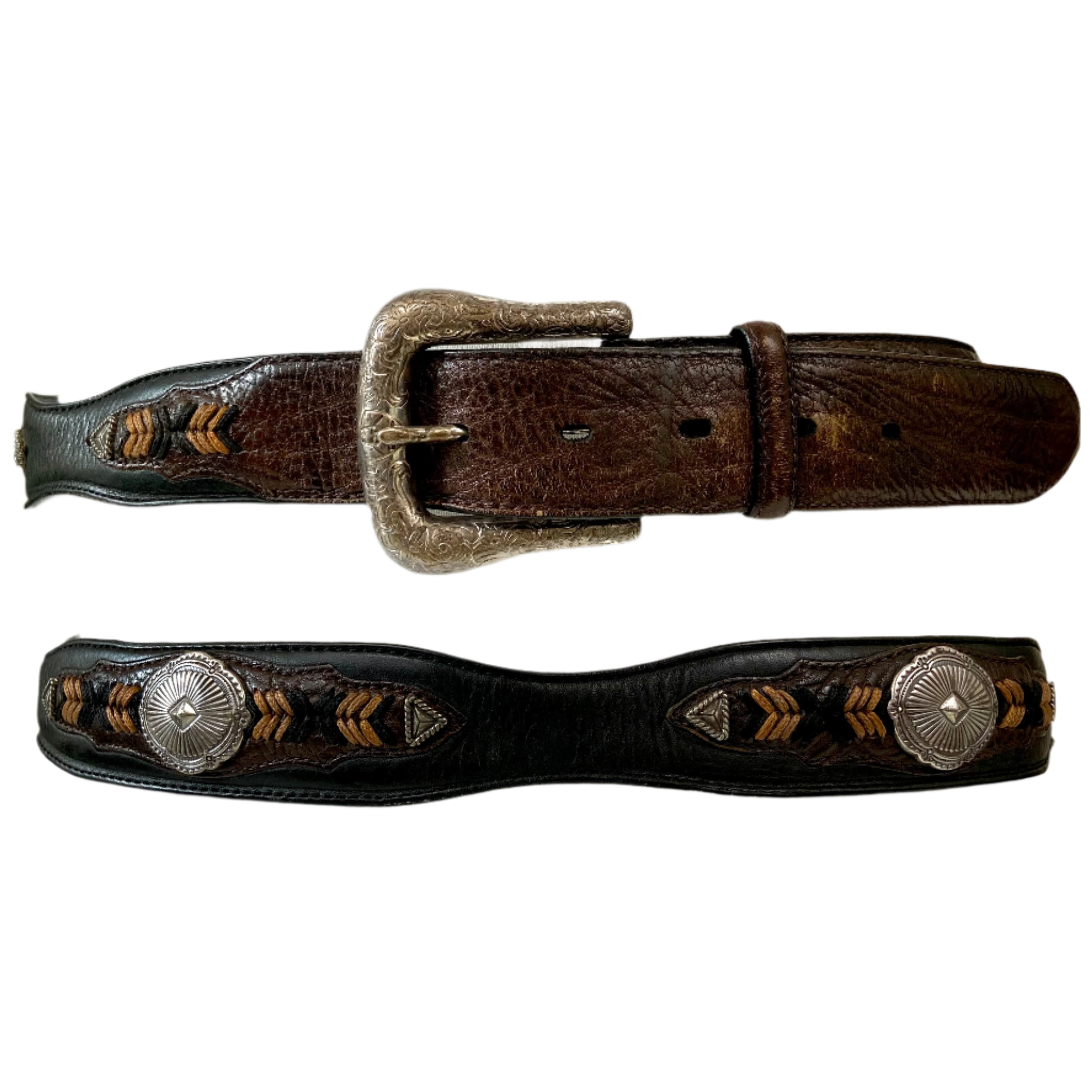 Western leather belt for
