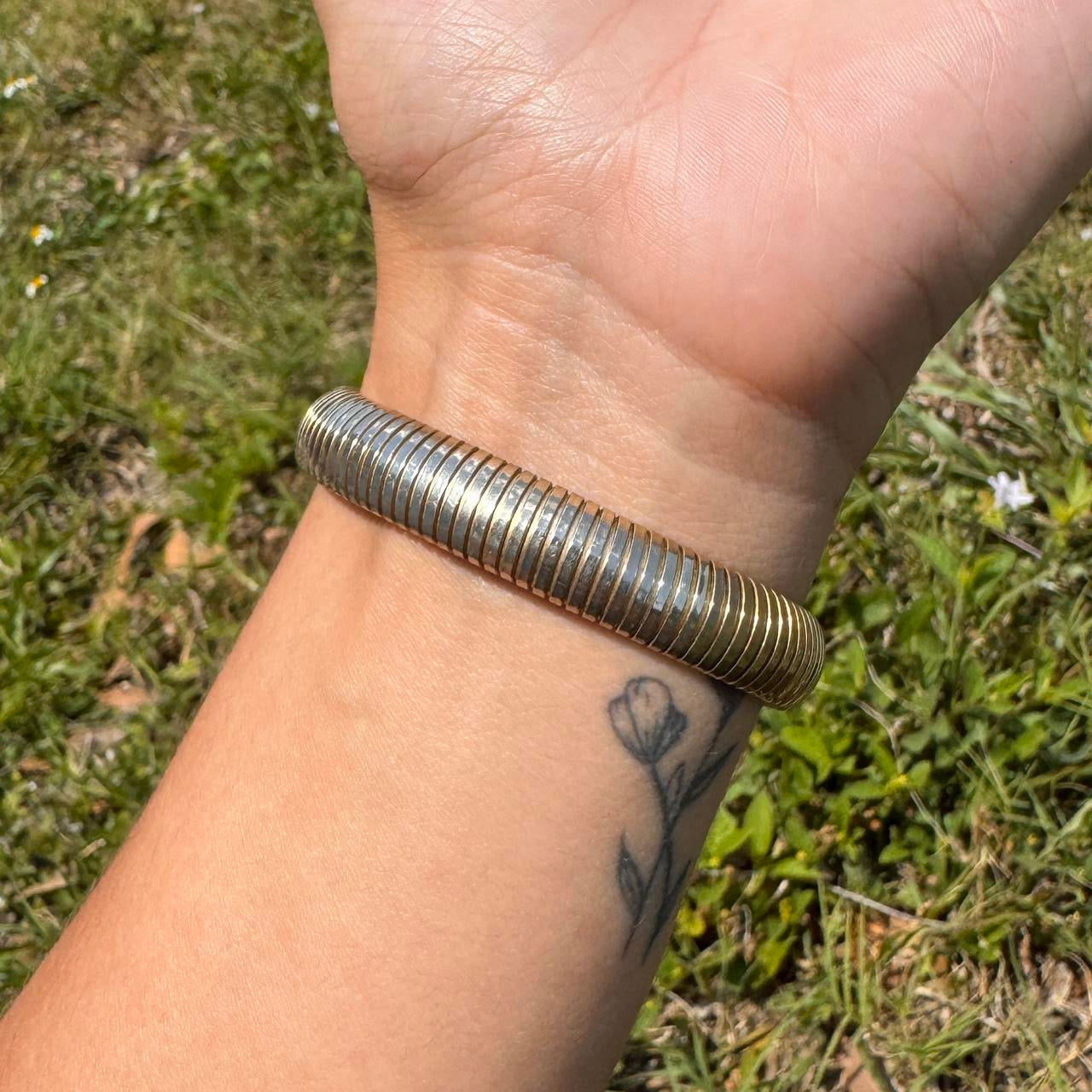 Vintage Carved Flower Cuff Bracelet