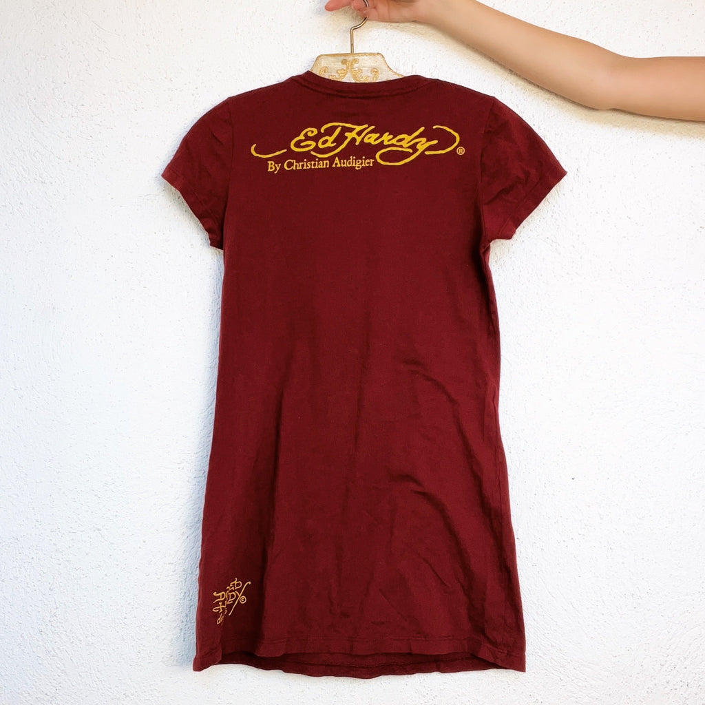 Ed Hardy Burgundy Tee (S)
