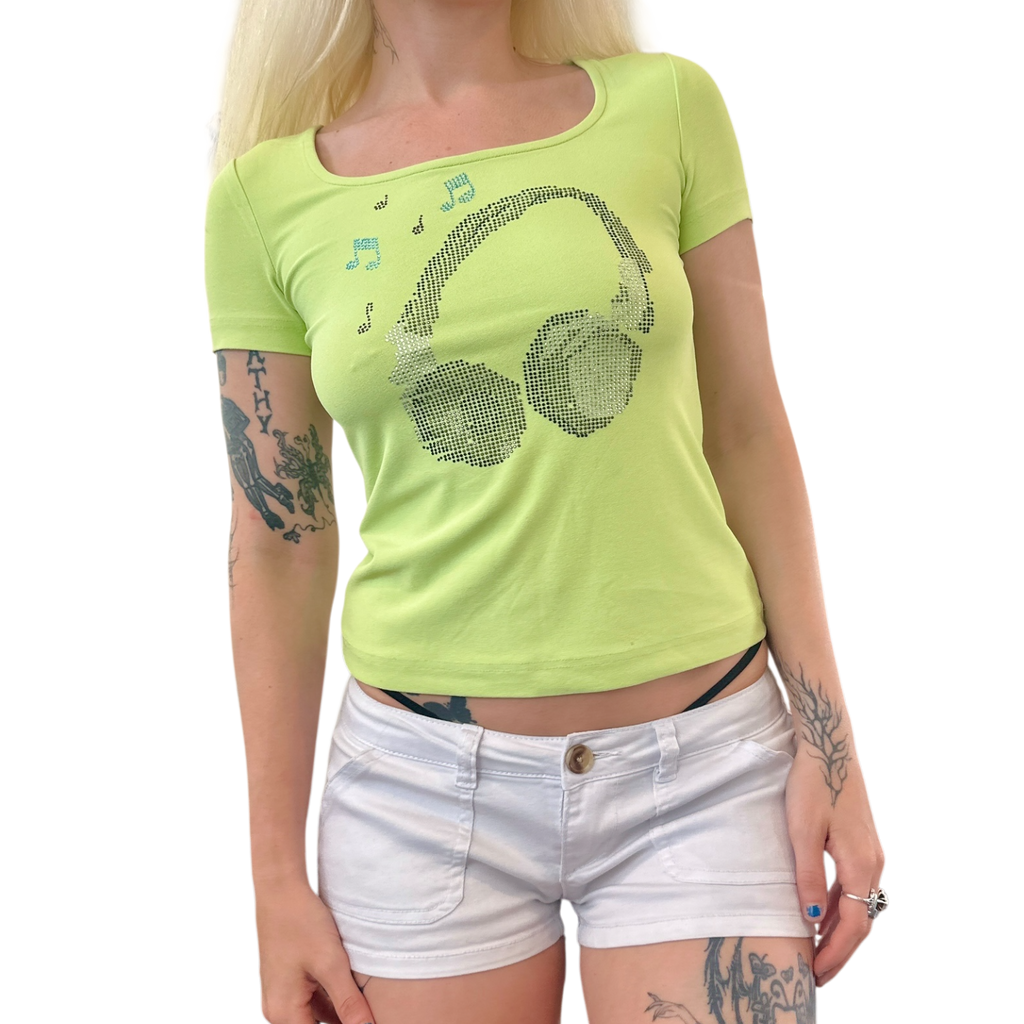 90s Rhinestone Baby Tee (S/M)