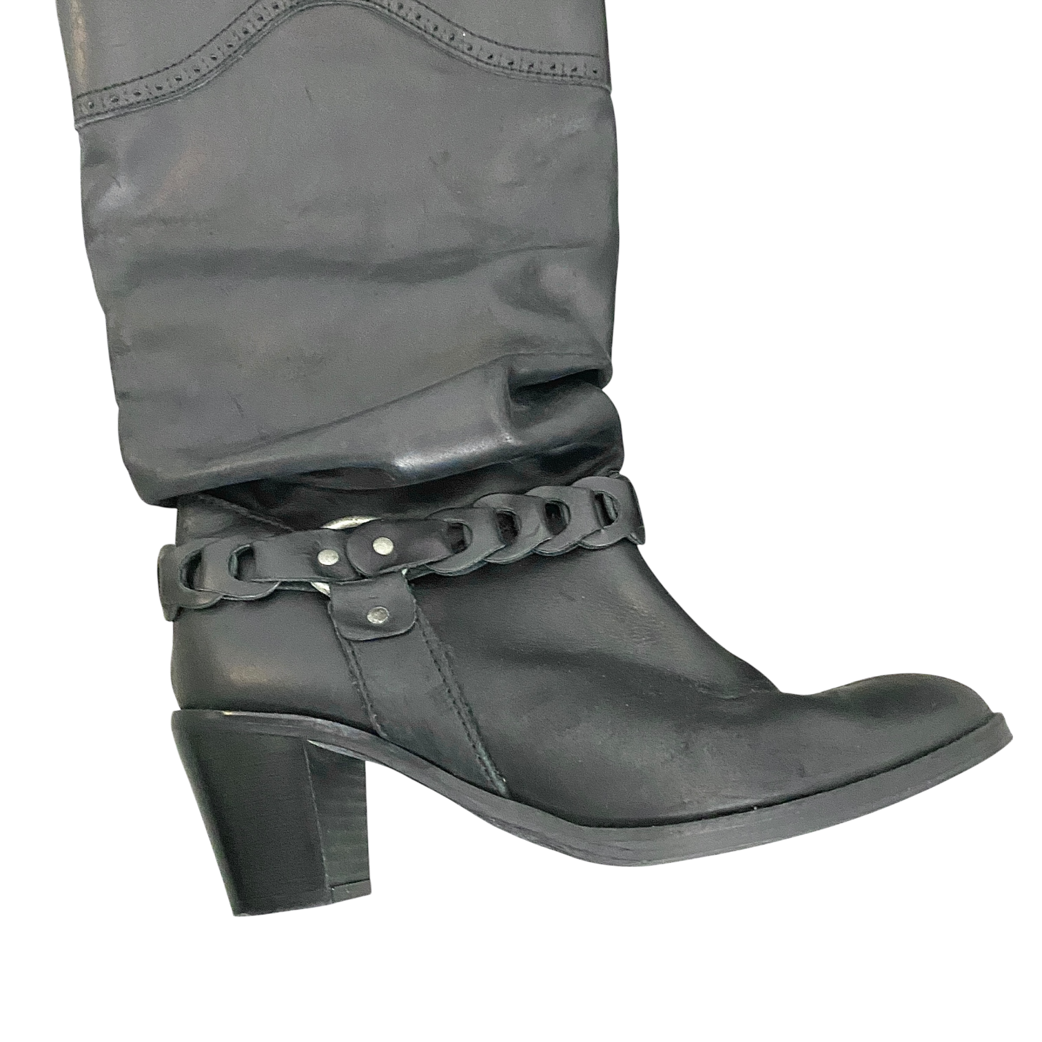 Vintage Grunge Leather Slouch Cowboy Boots (UK 8 EU 41 US 10)