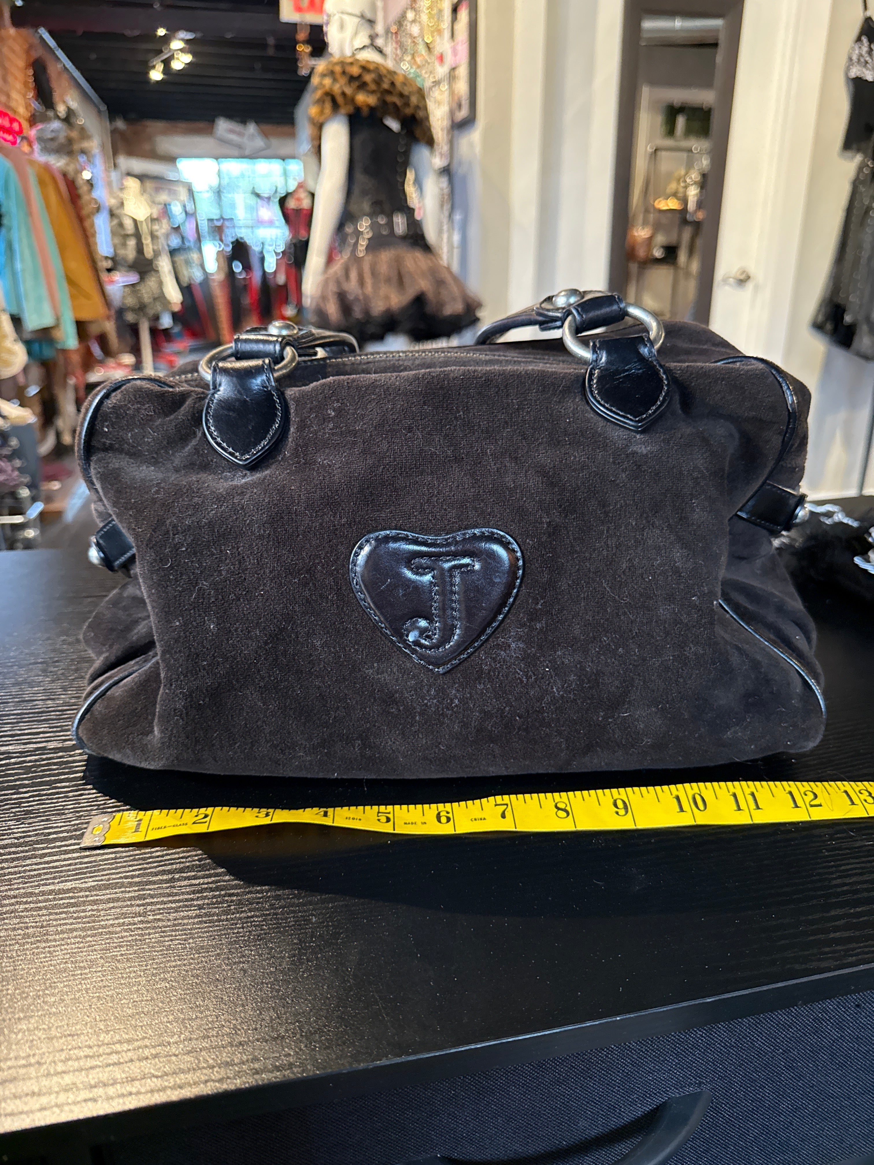 Juicy Couture Y2K "Live for Juicy" black velour bag