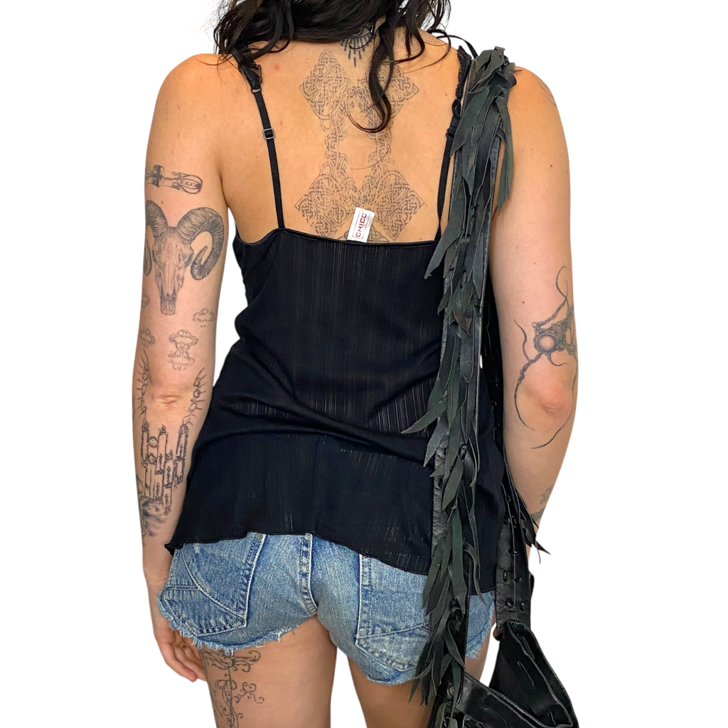 Vintage Babydoll Coqutte Black Cami Top (M)
