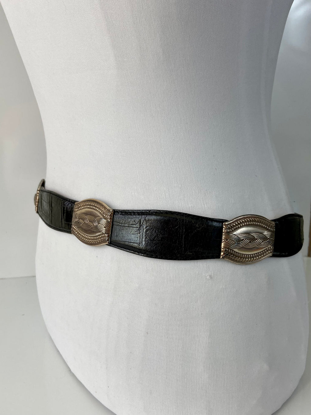 Vintage Fossil Black Leather Belt