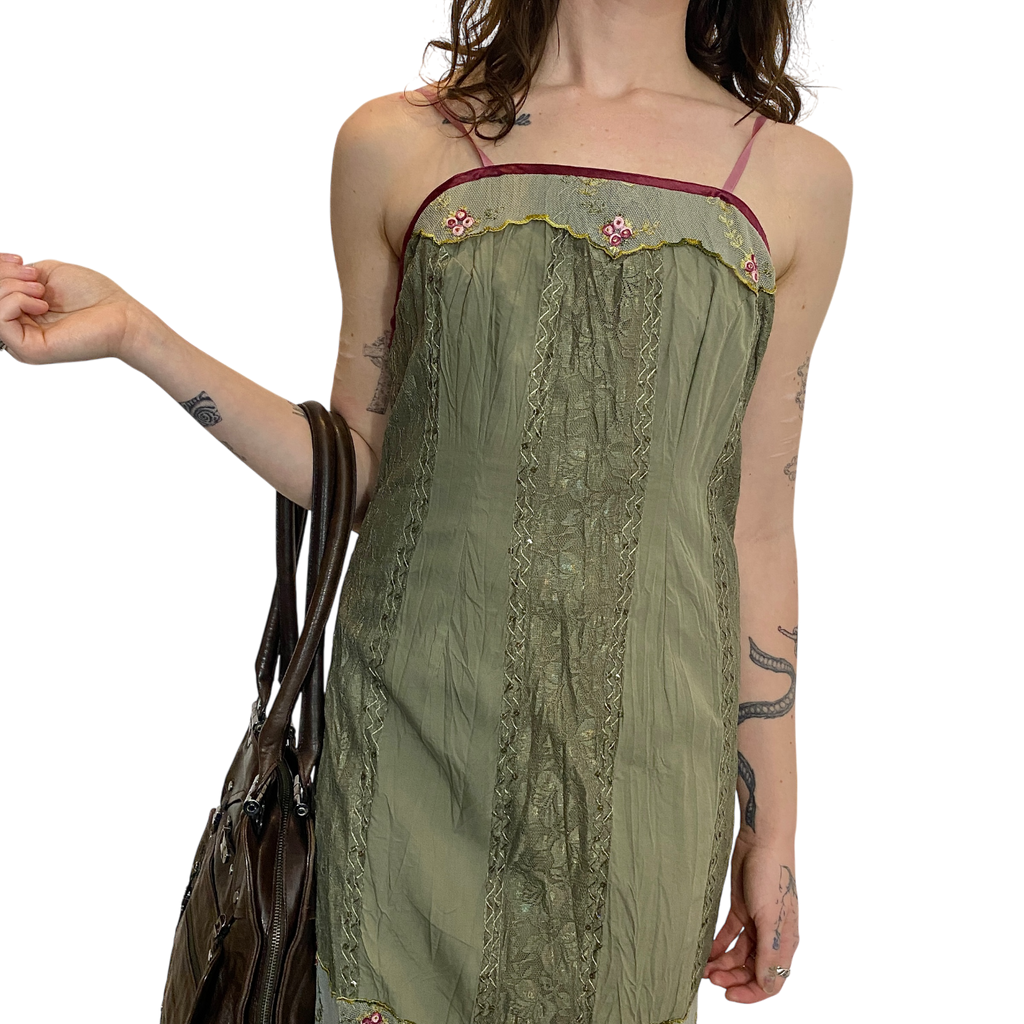 90s Lace Rose Mini Dress (S)