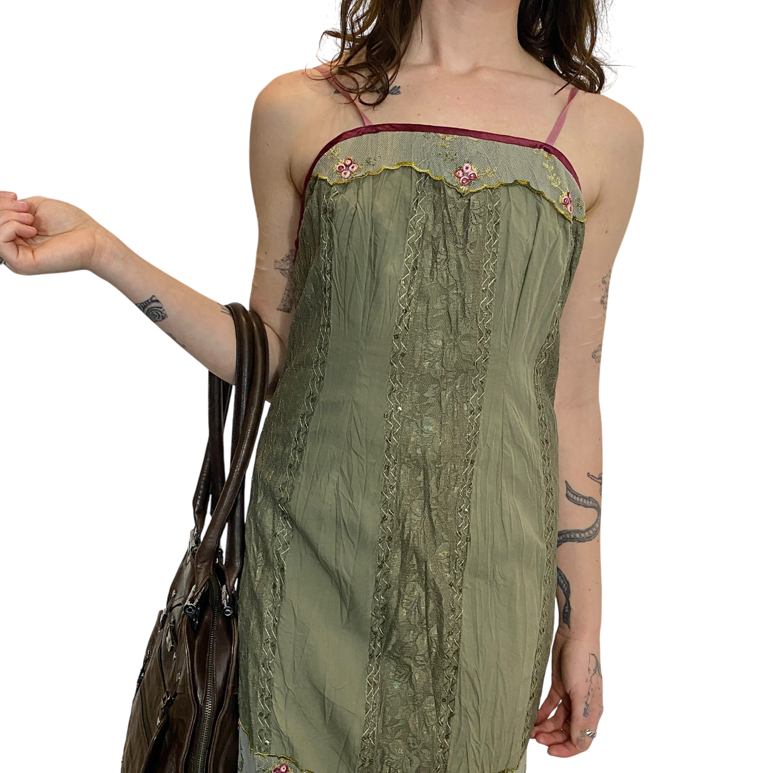 90s Lace Rose Mini Dress (S)