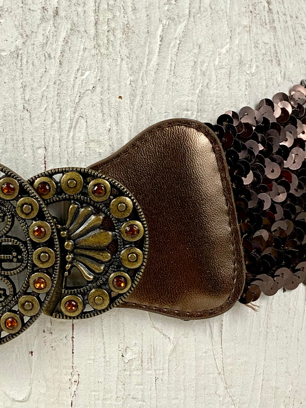 Bronzy stretchy sequins belt